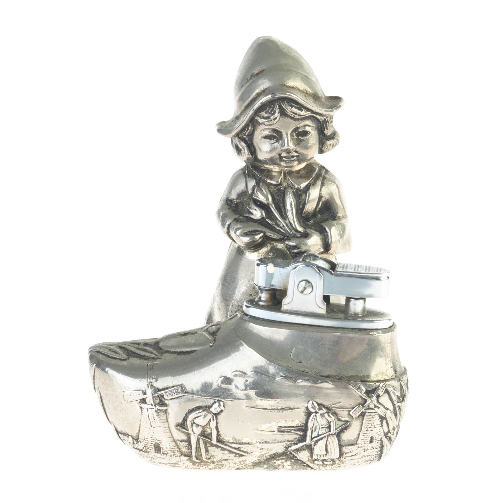 VINTAGE SILVER PLATED DUTCH FIGURAL LIGHTER (1 of 4)