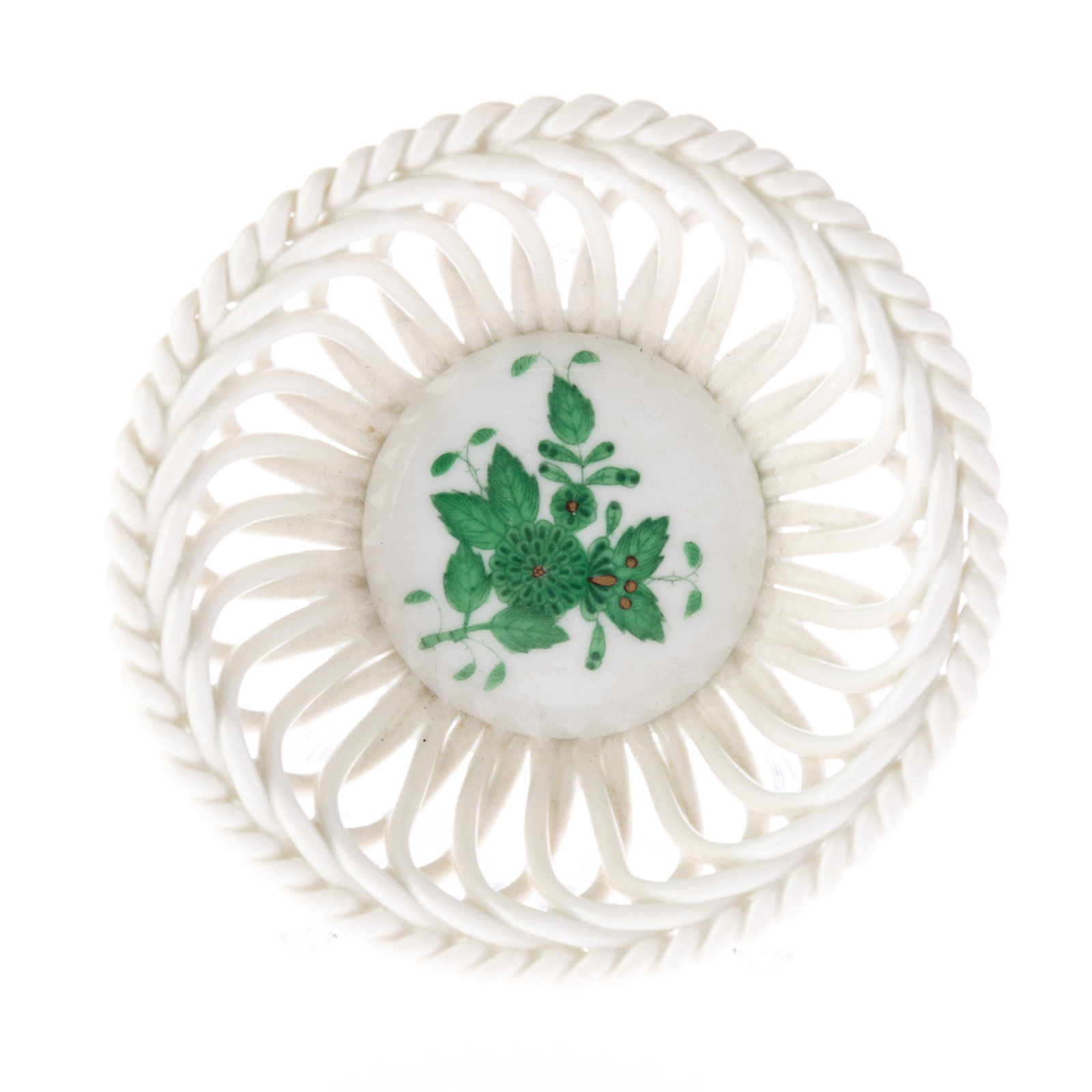 HEREND HUNGARY PORCELAIN HAND-PAINTED BASKET (1 of 2)