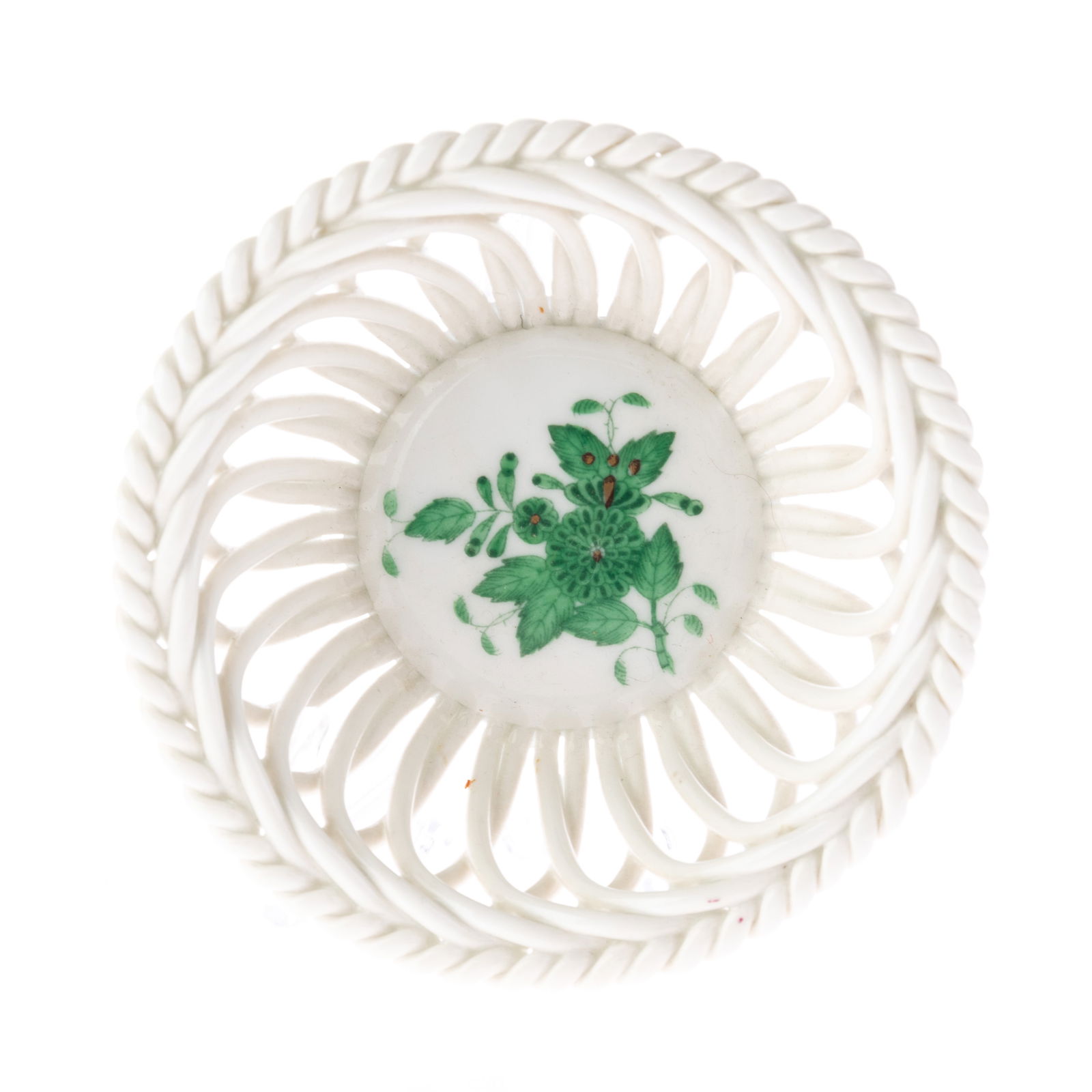 HEREND HUNGARY PORCELAIN HAND-PAINTED BASKET (1 of 2)