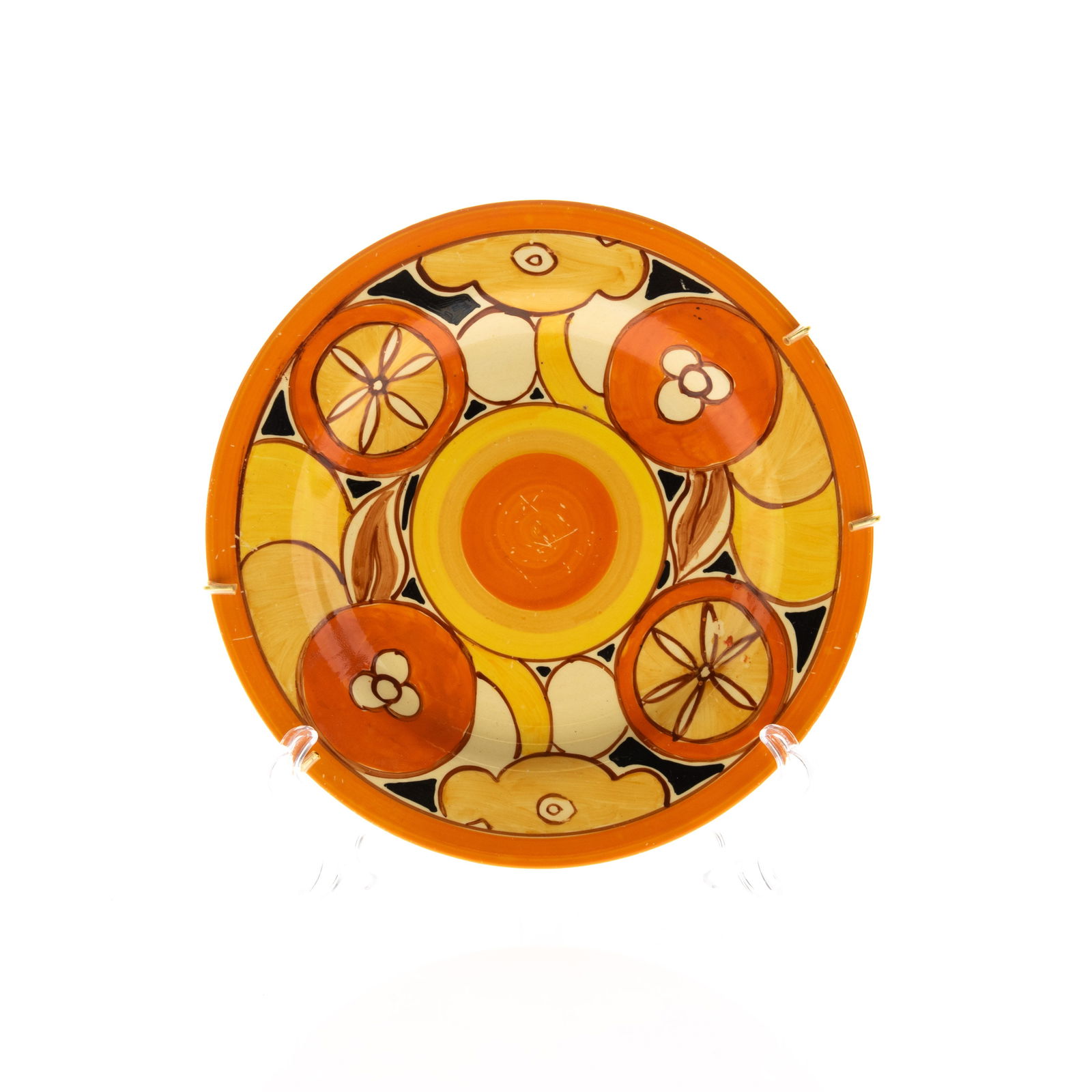 CLARICE CLIFF HAND-PAINTED CERAMIC POTTERY PLATE (1 of 2)