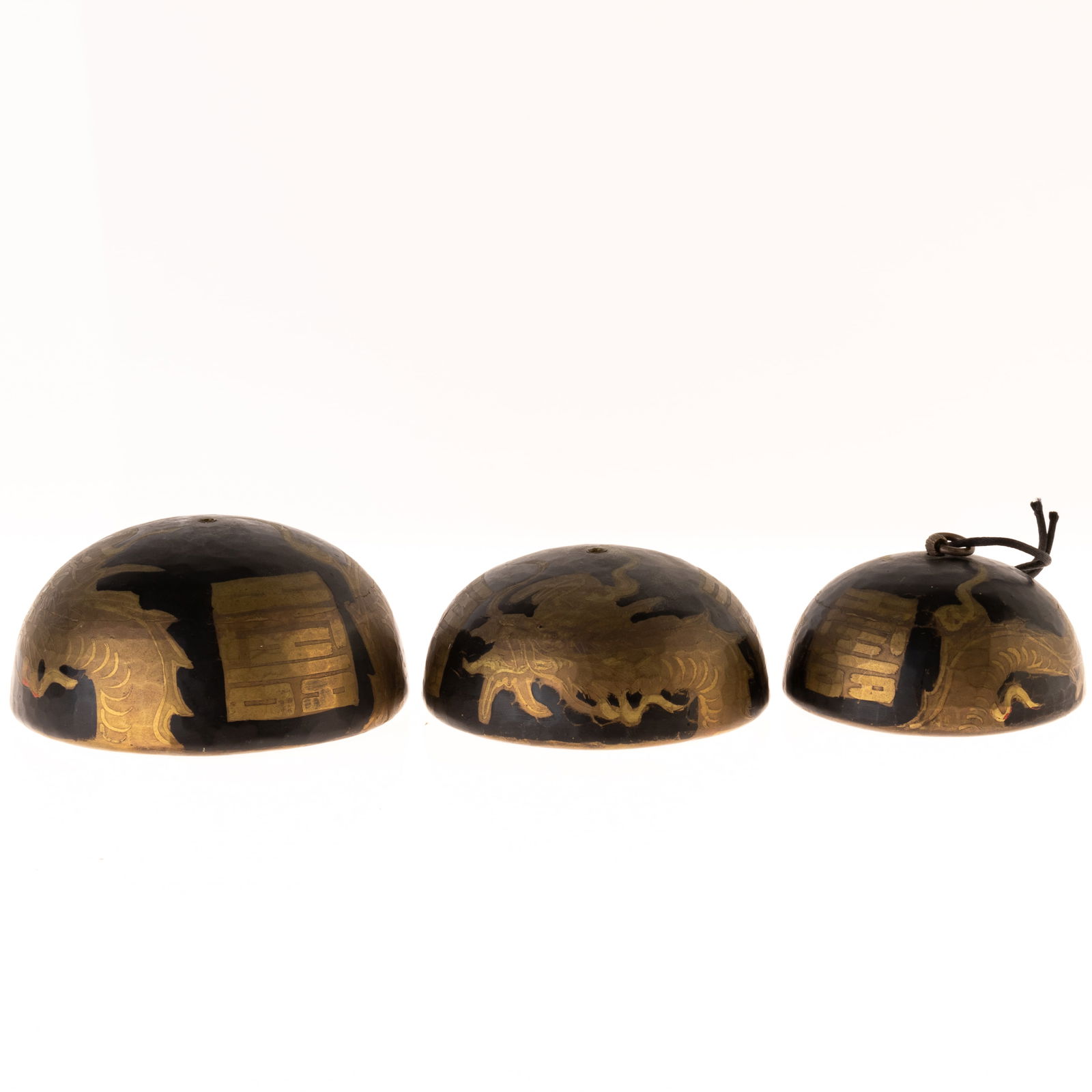 ANTIQUE CHINESE QING HAND-PAINTED THREE-PART DRAGON BELL (1 of 3)