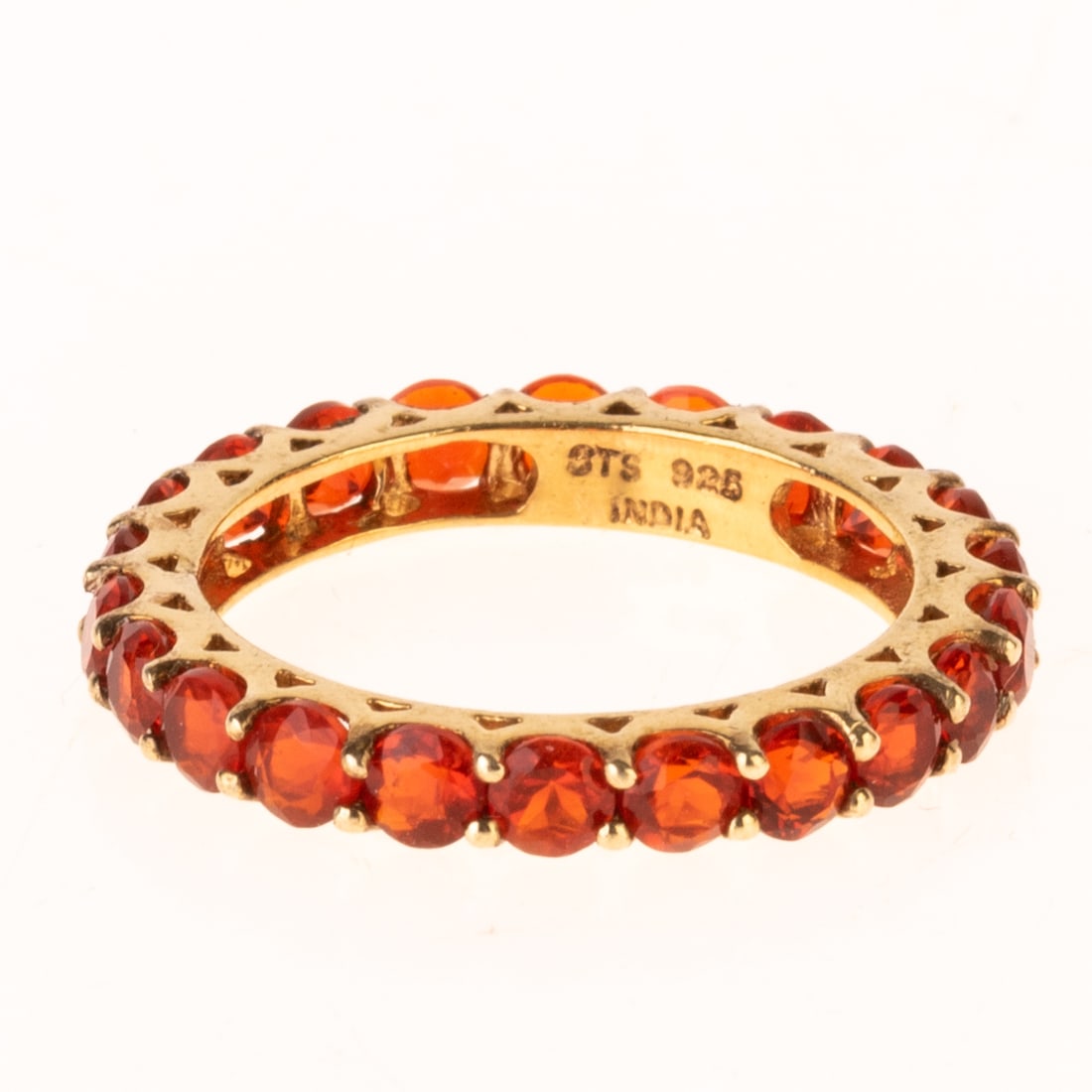 FIRE OPAL GILT SILVER RING: From a collection of Wedgwood and other selected ceramic/porcelain objects. Kindly examine all photographs provided in this listing or ask for a condition report. All items offered are in generally go