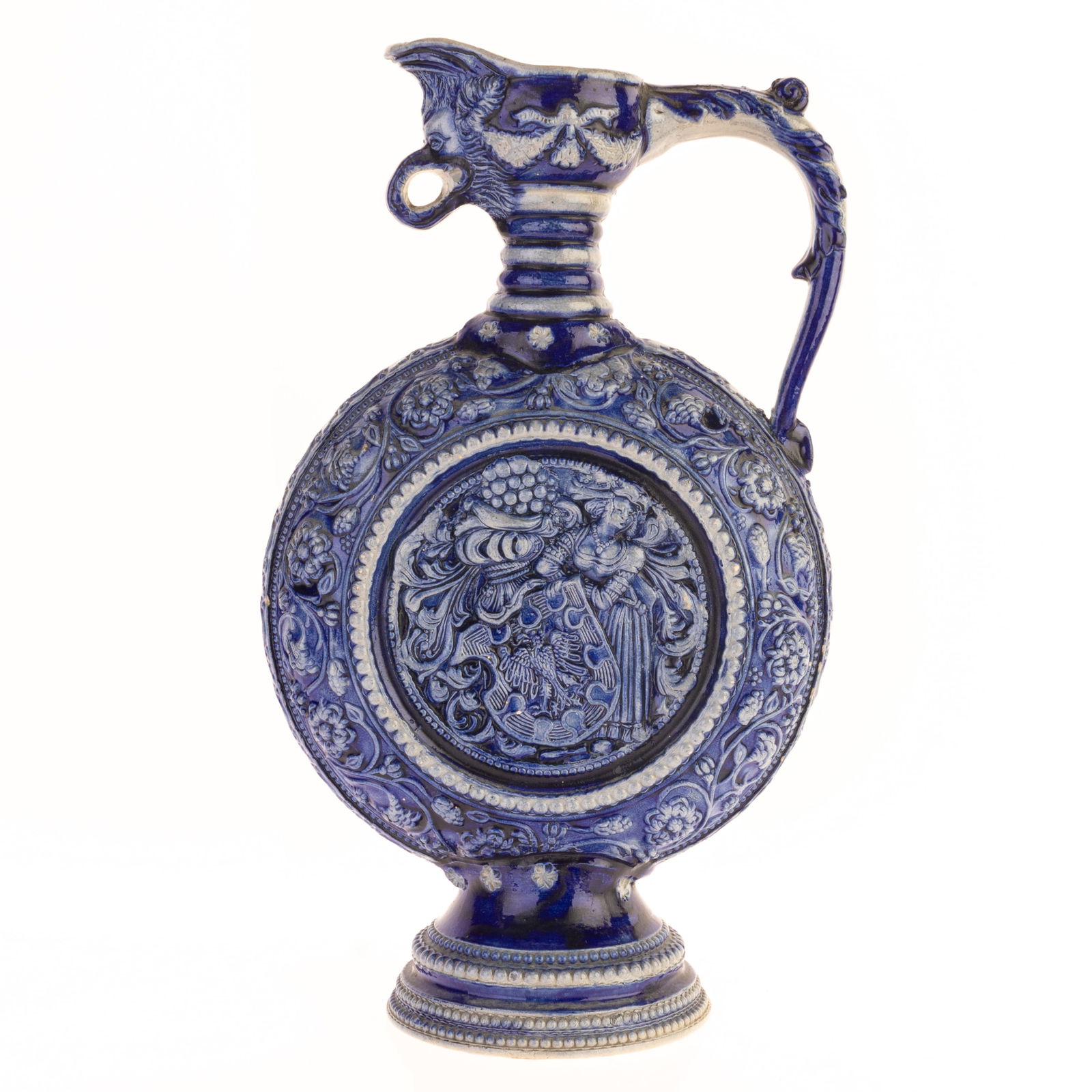 GERMAN WESTERWALD BAS RELIEF STONEWARE CERAMIC JUG (1 of 4)