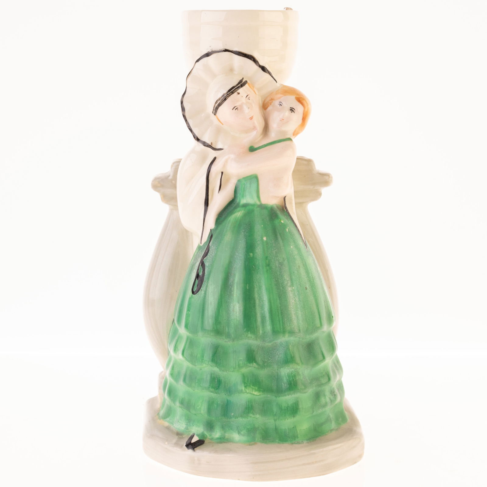 1930S ART DECO MYOTT & SON PIERROT HAND PAINTED POTTERY FIGURE VASE (1 of 4)