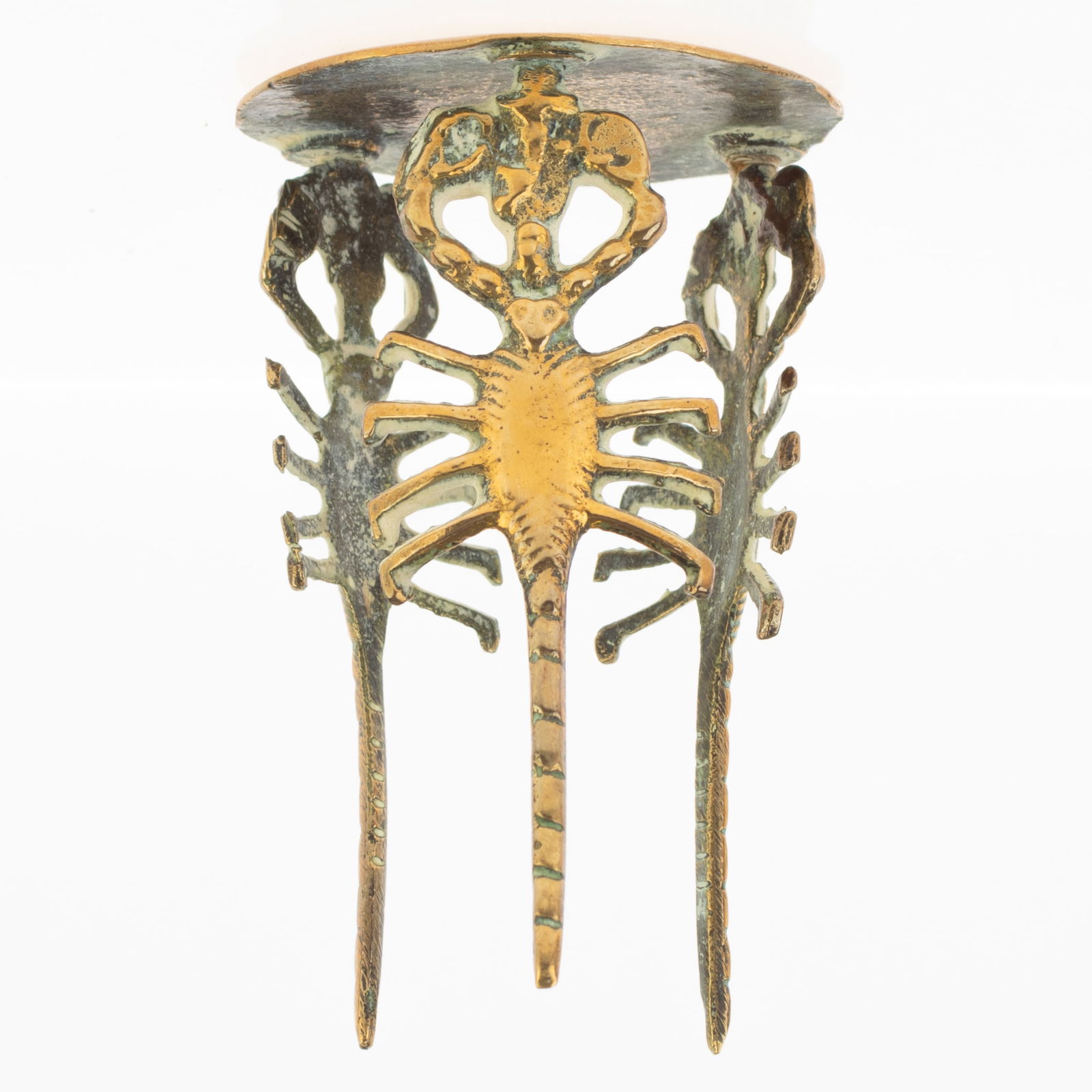 ANTIQUE BRASS OCCULT INTEREST SCORPIONS TRIVET STAND (1 of 3)