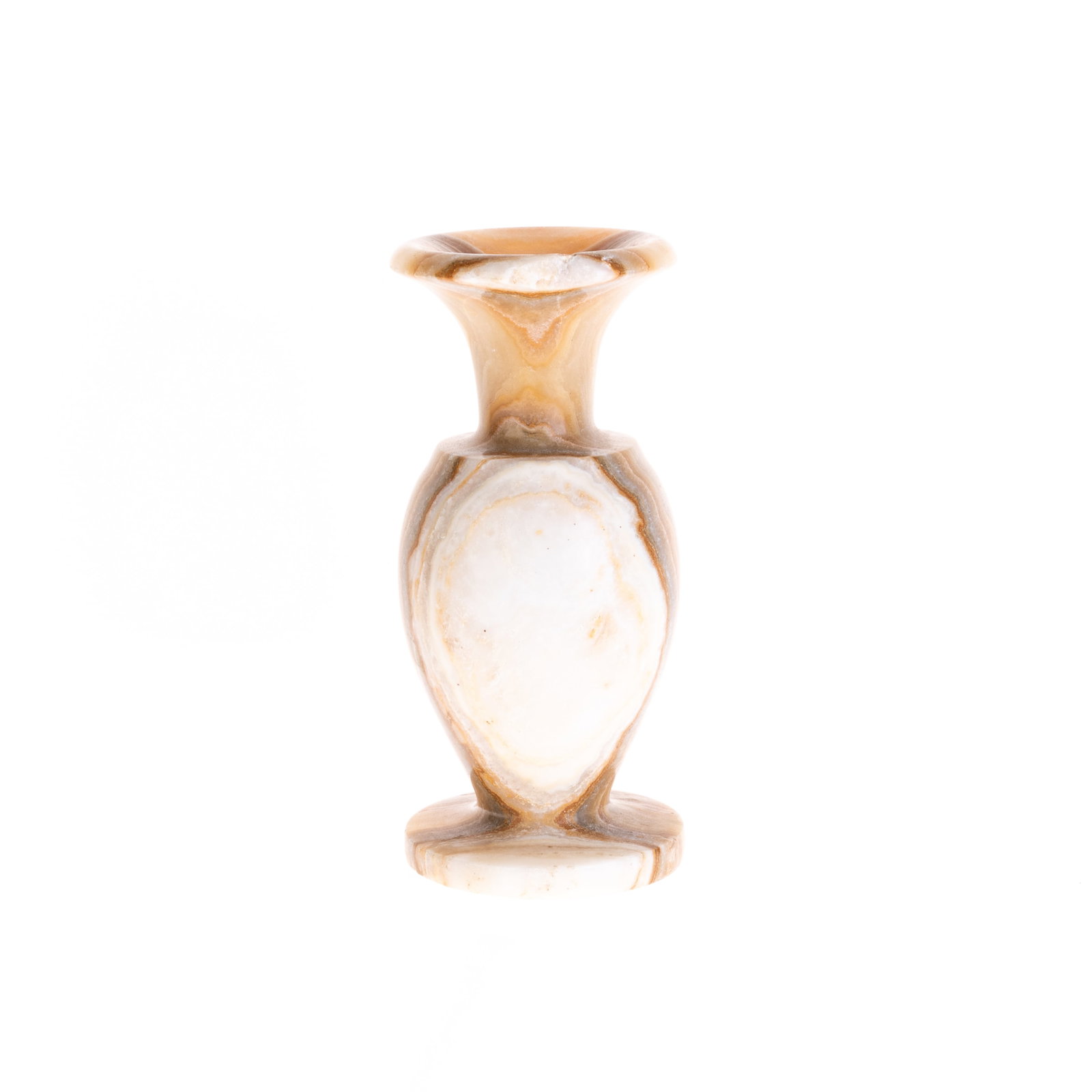ALABASTER GRAND TOUR TYPE VASE: 7x7x16CM.From a collection of Wedgwood and other selected ceramic/porcelain objects. Kindly examine all photographs provided in this listing or ask for a condition report. All items offered are in gen