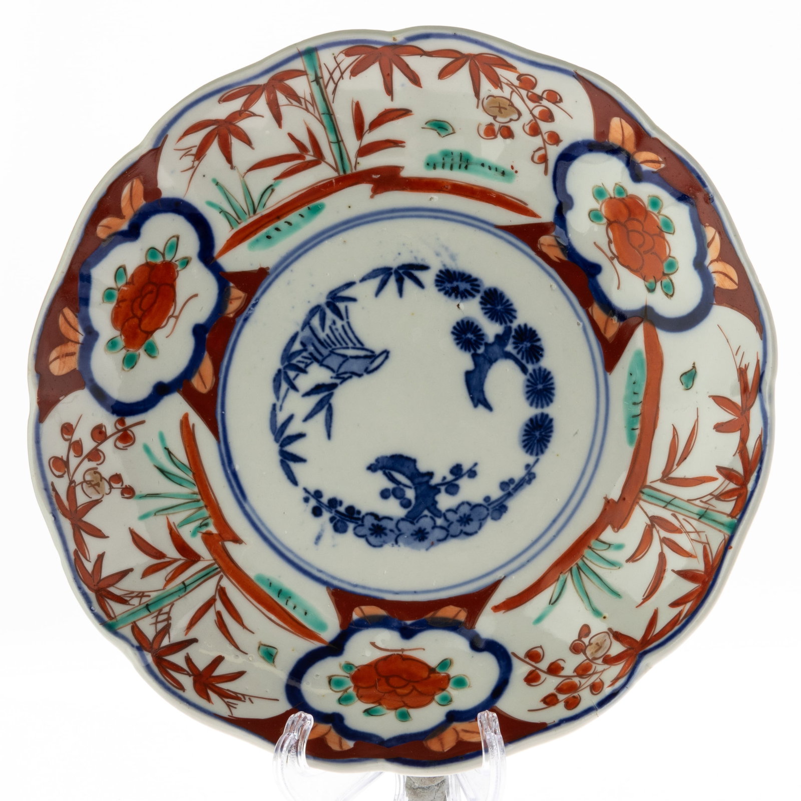 JAPANESE IMARI PORCELAIN CERAMIC PLATE MEIJI: From a collection of Wedgwood and other selected ceramic/porcelain objects. Kindly examine all photographs provided in this listing or ask for a condition report. All items offered are in generally go