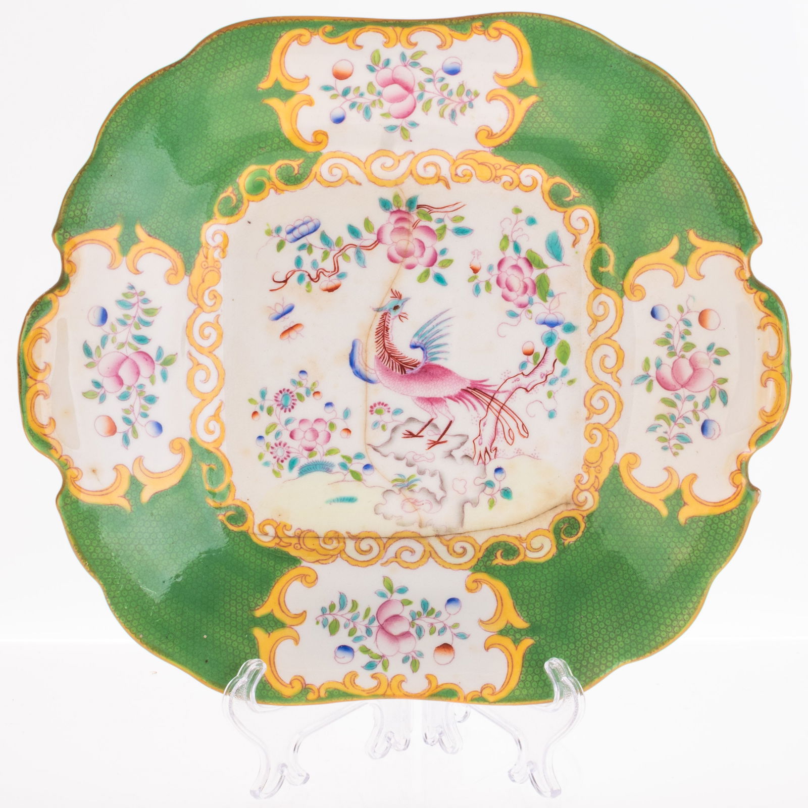 ANTIQUE MINTONS PORCELAIN ASIATIC PHEASANT BIRD PLATE (1 of 3)