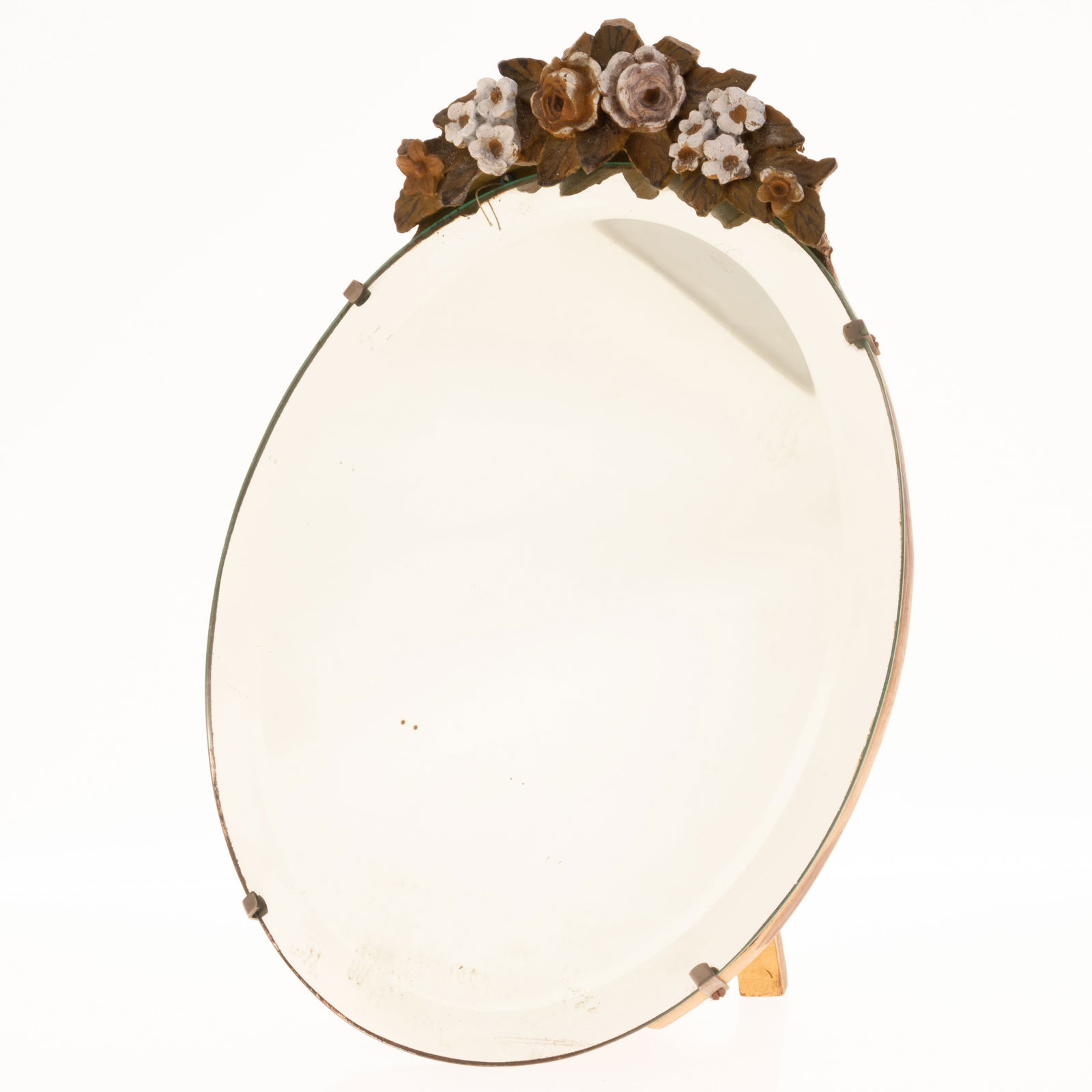 ART NOUVEAU CARVED POLYCHROME WOOD TABLE MIRROR (1 of 3)