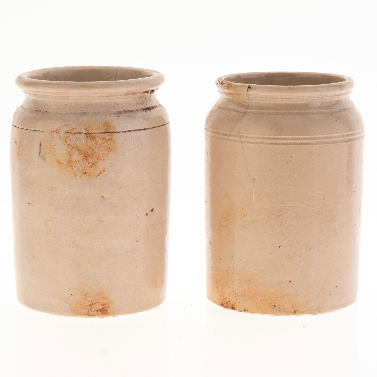 TWO ANTIQUE STONEWARE KITCHEN JARS POTS (1 of 4)