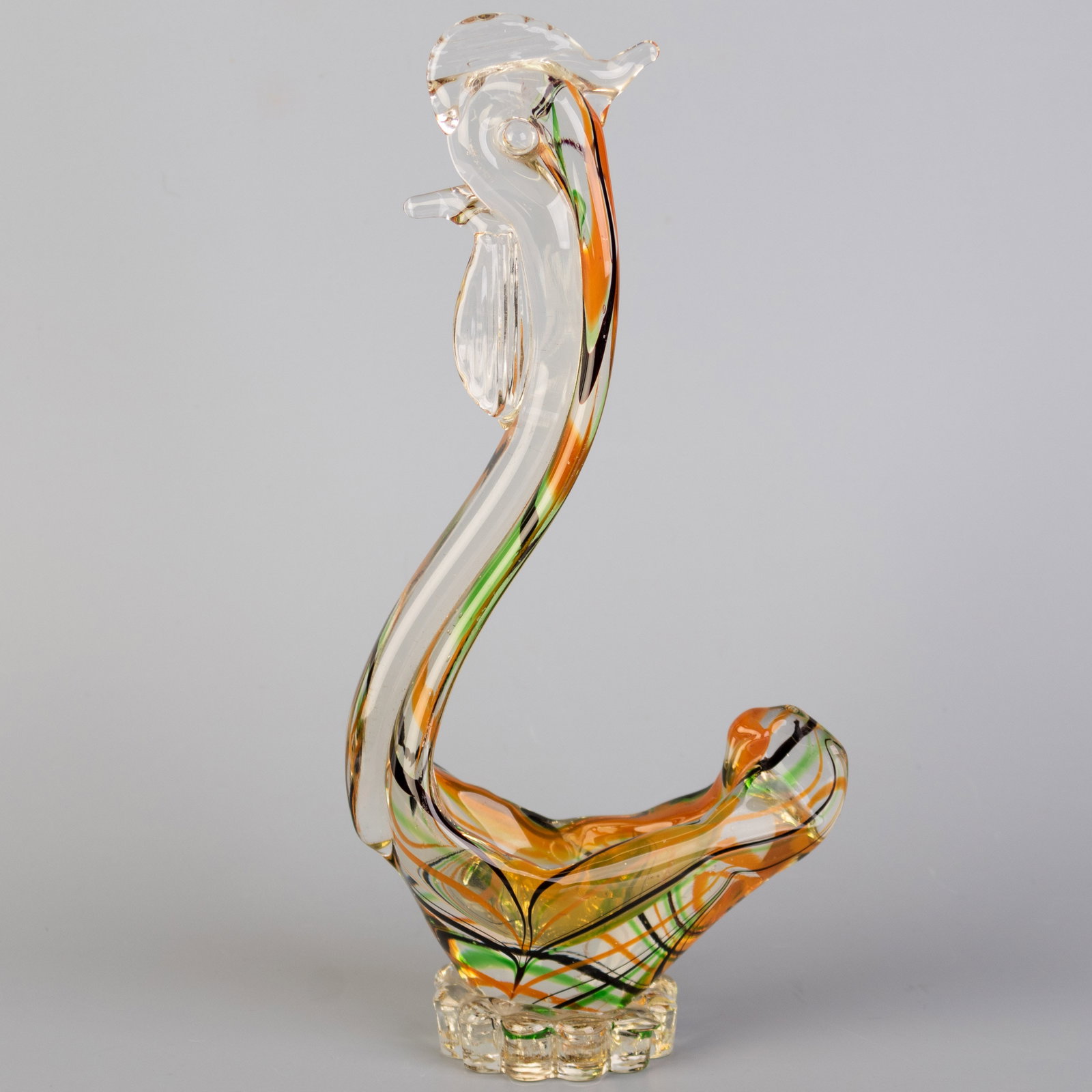 MURANO HAND-BLOWN GLASS COCKEREL SCULPTURE BOWL: Kindly examine all photographs provided in this listing or ask for a condition report. All items offered are in generally good, pre-owned condition, unless otherwise specifically described. The item i
