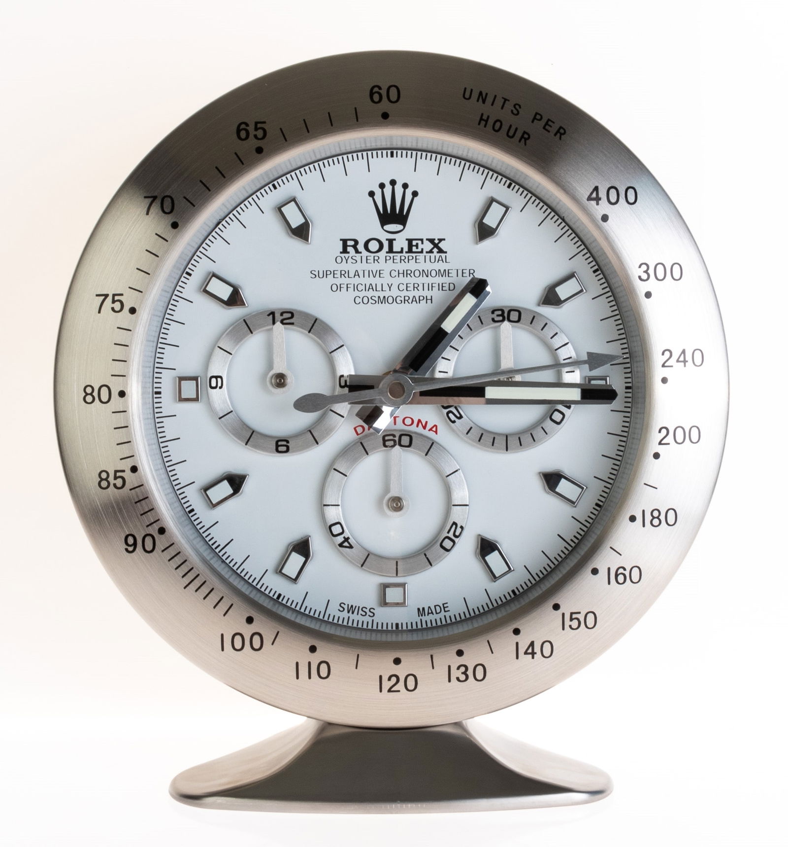 ROLEX SILVER & WHITE DAYTONA AUTHORISED WATCH DEALERSHIP DESKTOP CLOCK (1 of 1)