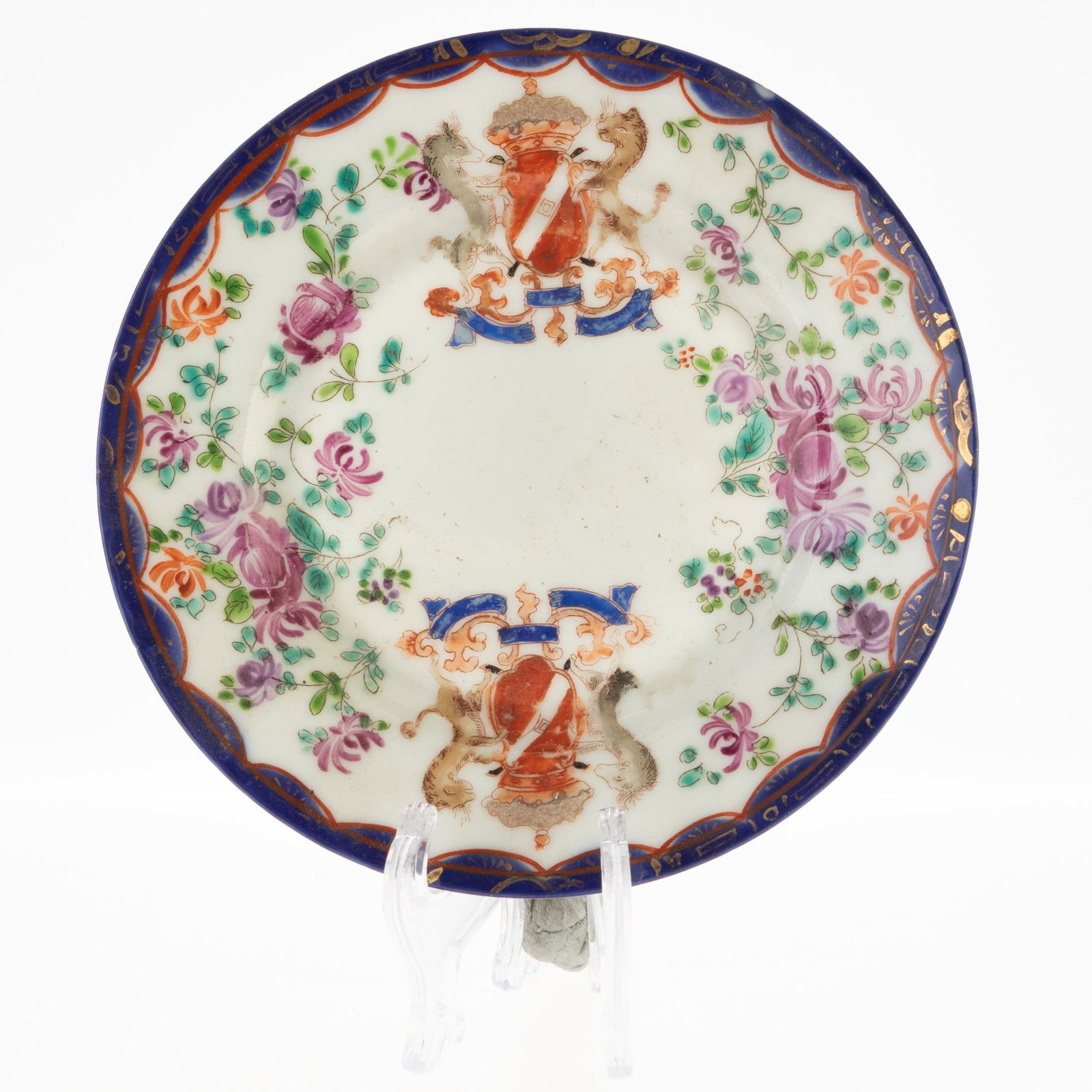 ANTIQUE CHINESE EXPORT PORCELAIN CRESTED PLATE 19TH CENTURY (1 of 3)