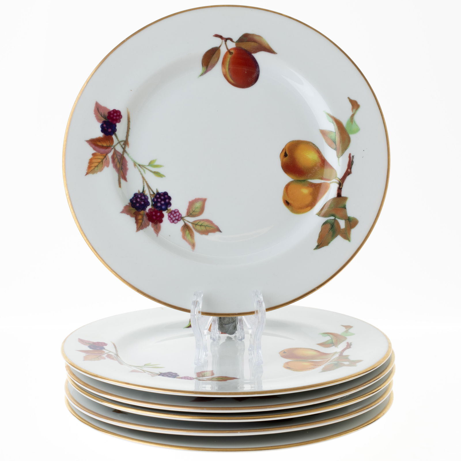 6X ROYAL WORCESTER PORCELAIN CERAMIC EVESHAM PATTERN PLATES (1 of 4)