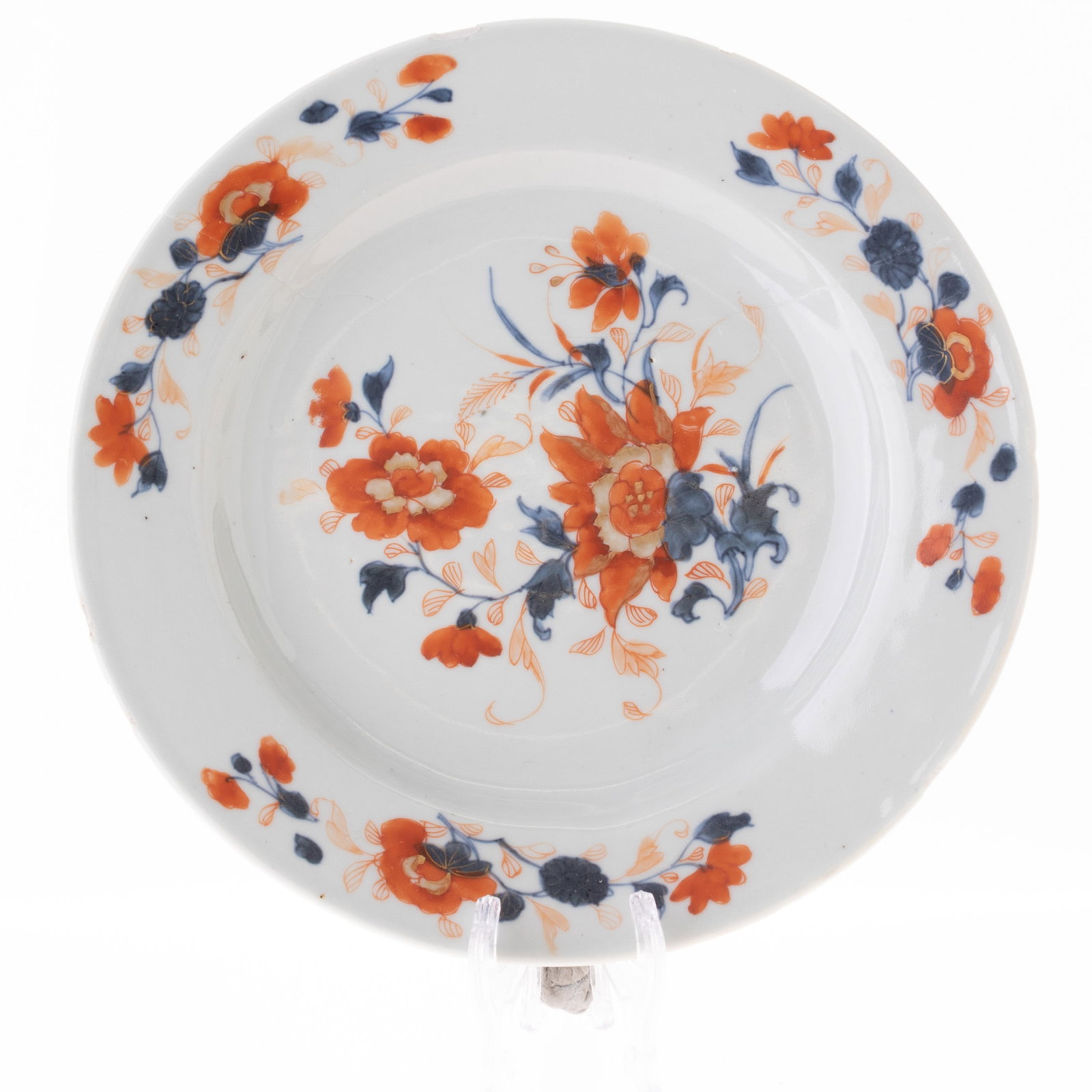 ANTIQUE CHINESE HAND PAINTED IMARI PORCELAIN PLATE 18TH CENTURY: From a collection of Wedgwood and other selected ceramic/porcelain objects. Kindly examine all photographs provided in this listing or ask for a condition report. All items offered are in generally go