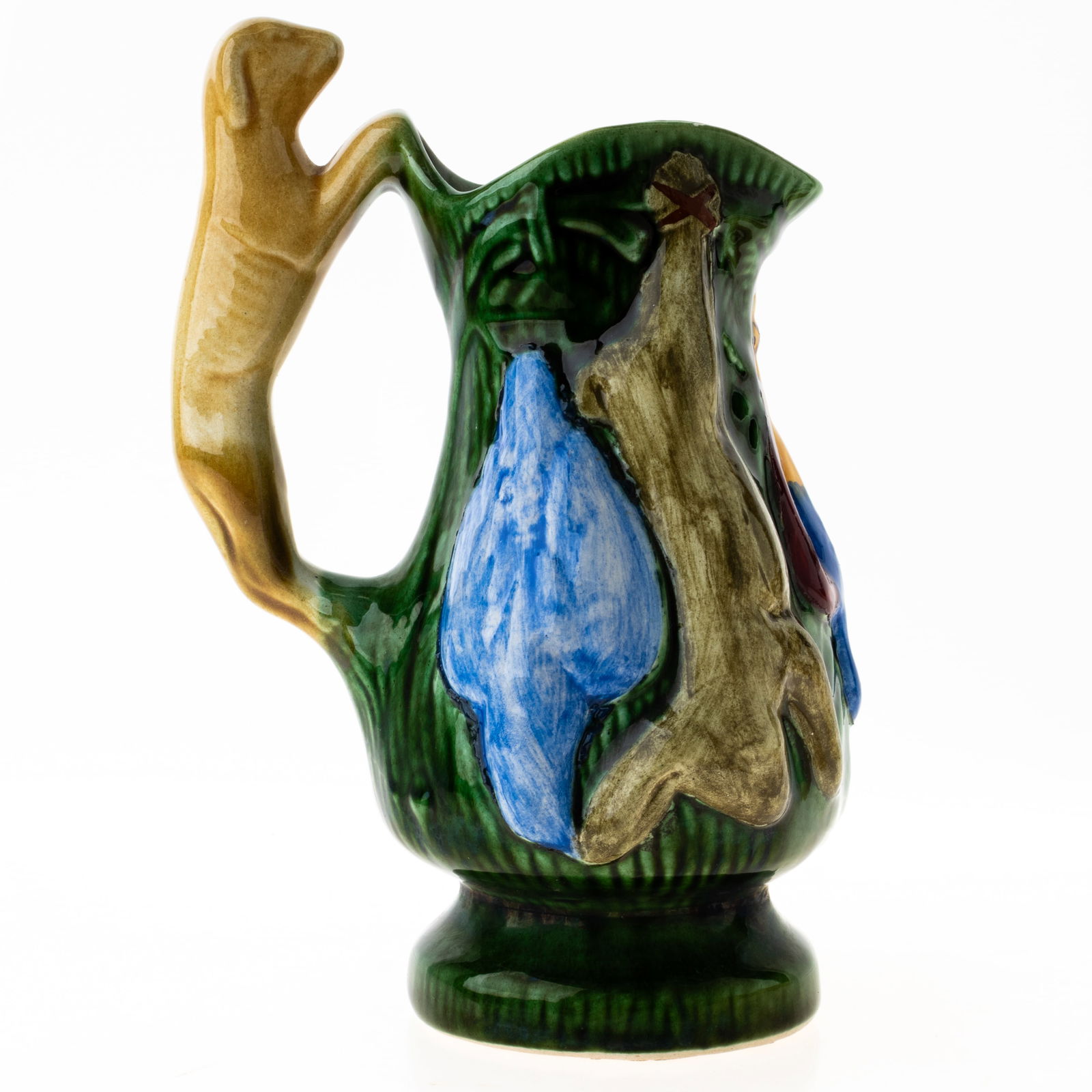 FERDINAND GERBING ANTIQUE MAJOLICA POTTERY GAME HUNTING PITCHER JUG (1 of 4)