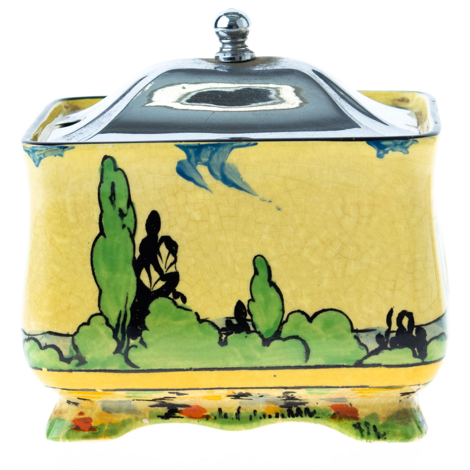 ROYAL WINTON ART DECO HAND PAINTED CERAMIC POTTERY SUGAR JAR (1 of 4)
