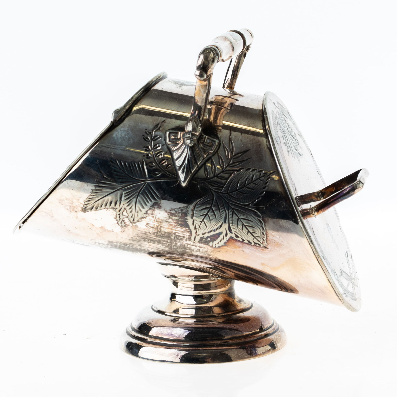 ANTIQUE DOUBLE ENDED ENGRAVED SILVER PLATED BISCUIT BARREL (1 of 4)