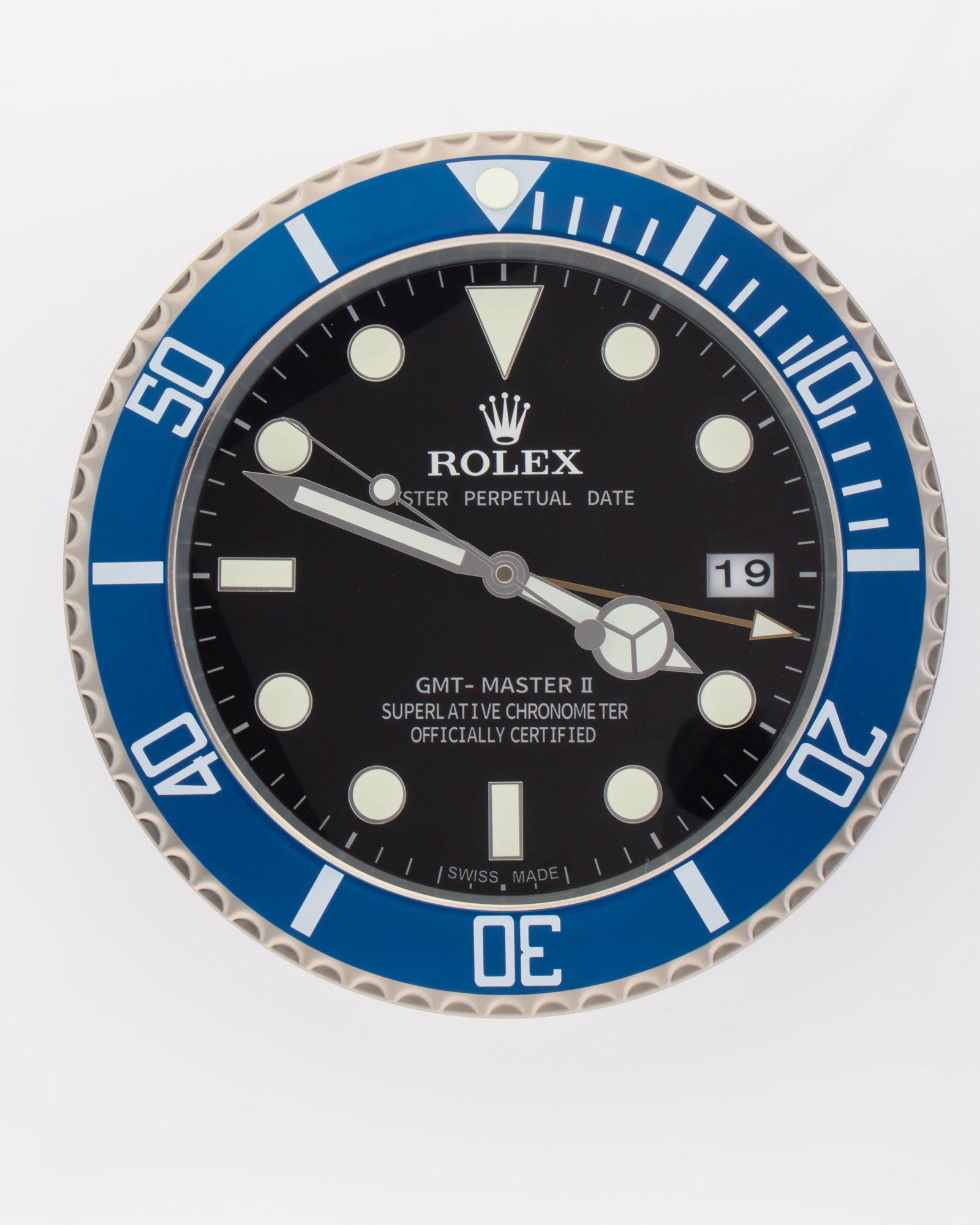 ROLEX SILVER, BLUE & BLACK GMT MASTER II AUTHORISED WATCH DEALERSHIP CLOCK (1 of 1)