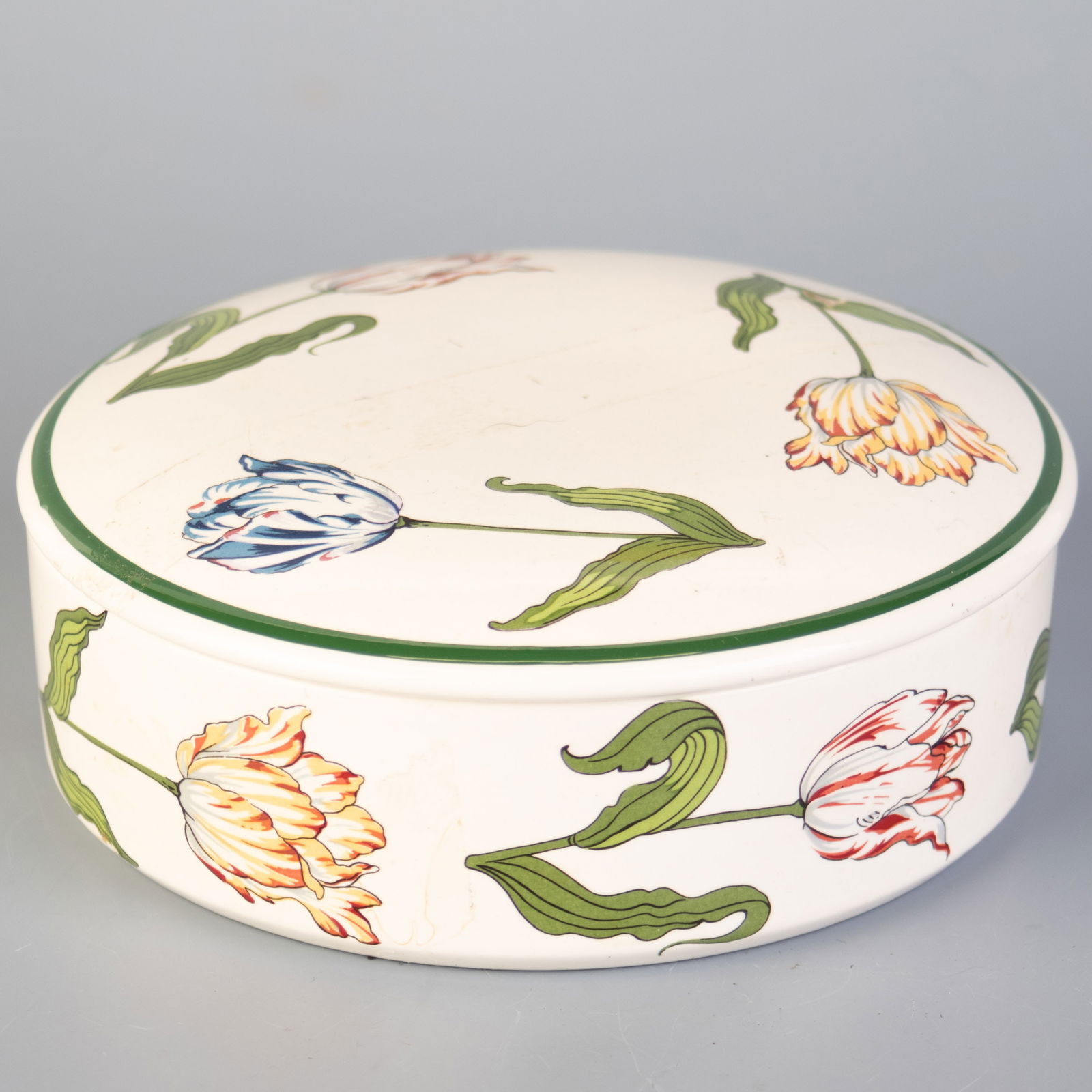 TIFFANY & CO TULIPS PATTERN POTTERY CERAMIC LIDDED BOX (1 of 3)