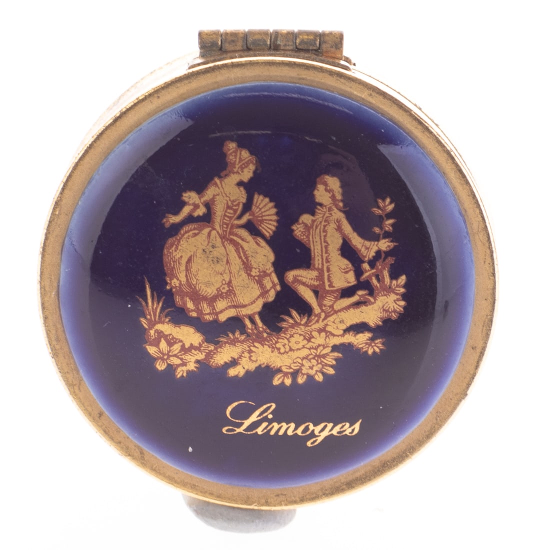 LIMOGES FRENCH PORCELAIN ROMANTIC SCENE PILLBOX: Kindly examine all photographs provided in this listing or ask for a condition report. All items offered are in generally good, pre-owned condition, unless otherwise specifically described. The item i