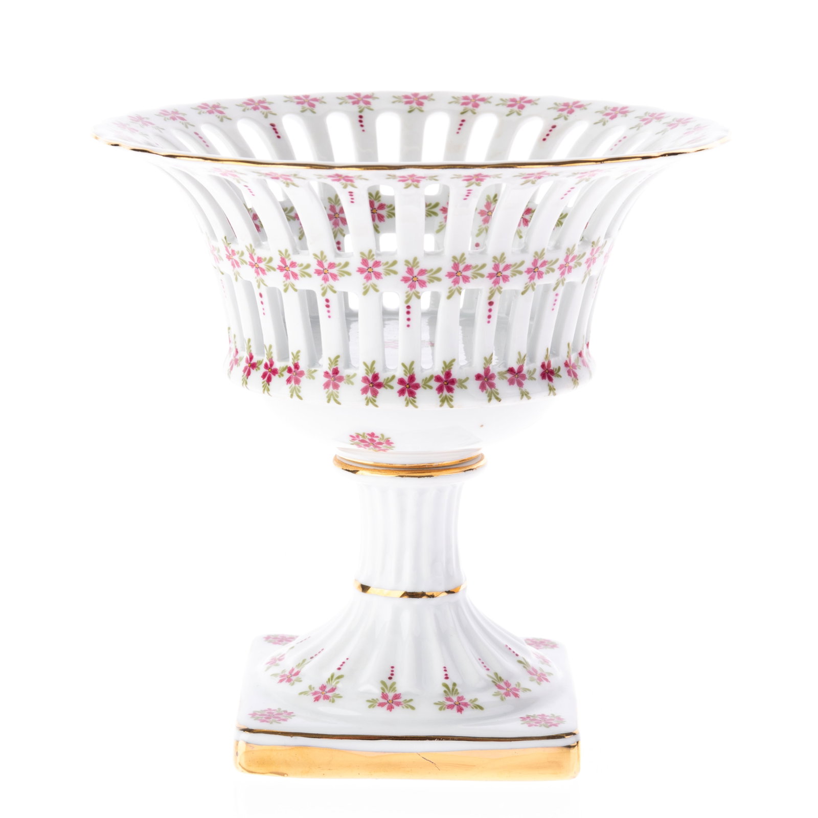 SEVRES TYPE FRENCH PORCELAIN CERAMIC BASKET: (W) 16CM.From a collection of Wedgwood and other selected ceramic/porcelain objects. Kindly examine all photographs provided in this listing or ask for a condition report. All items offered are in gen