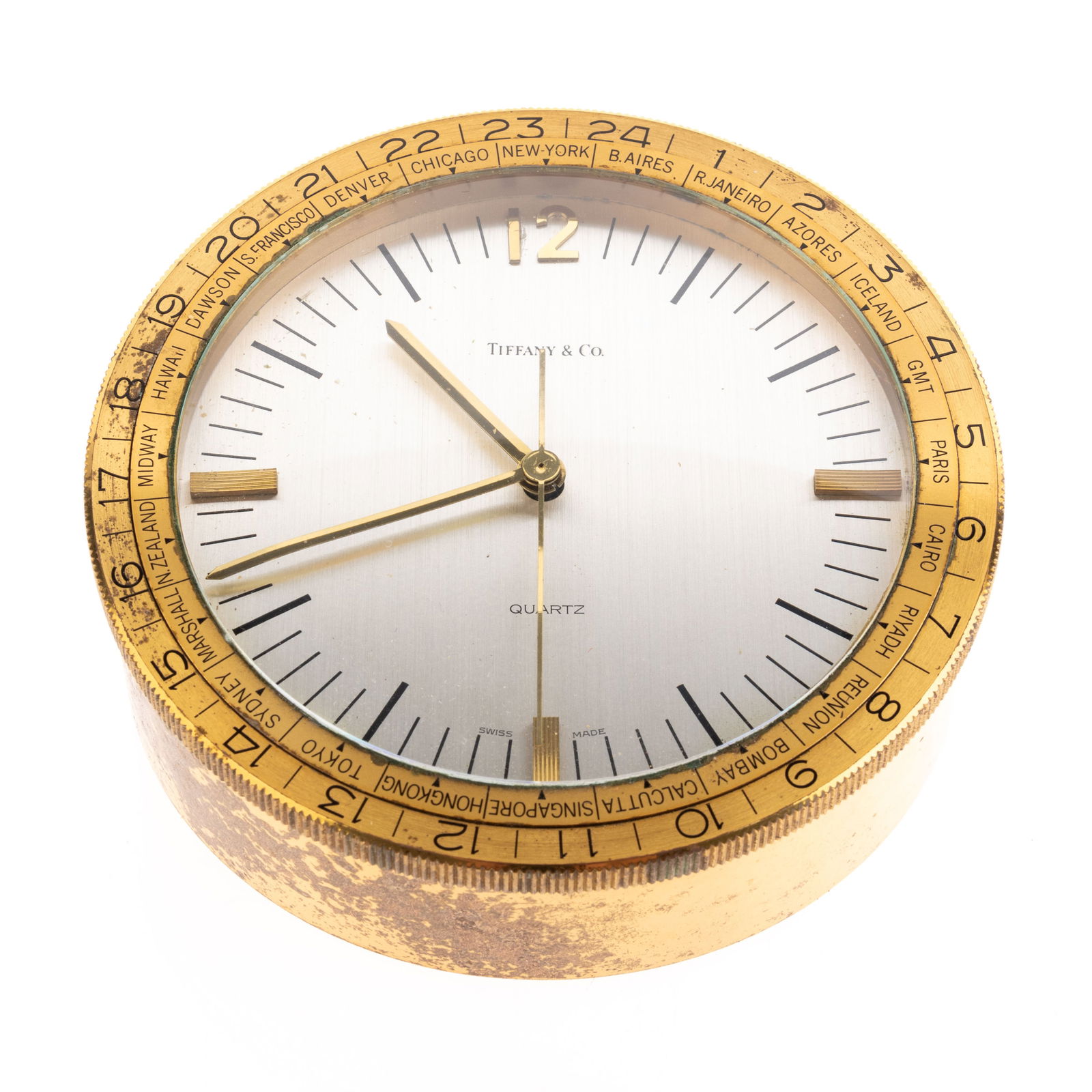 TIFFANY & CO VINTAGE BRASS DESK CLOCK (1 of 4)