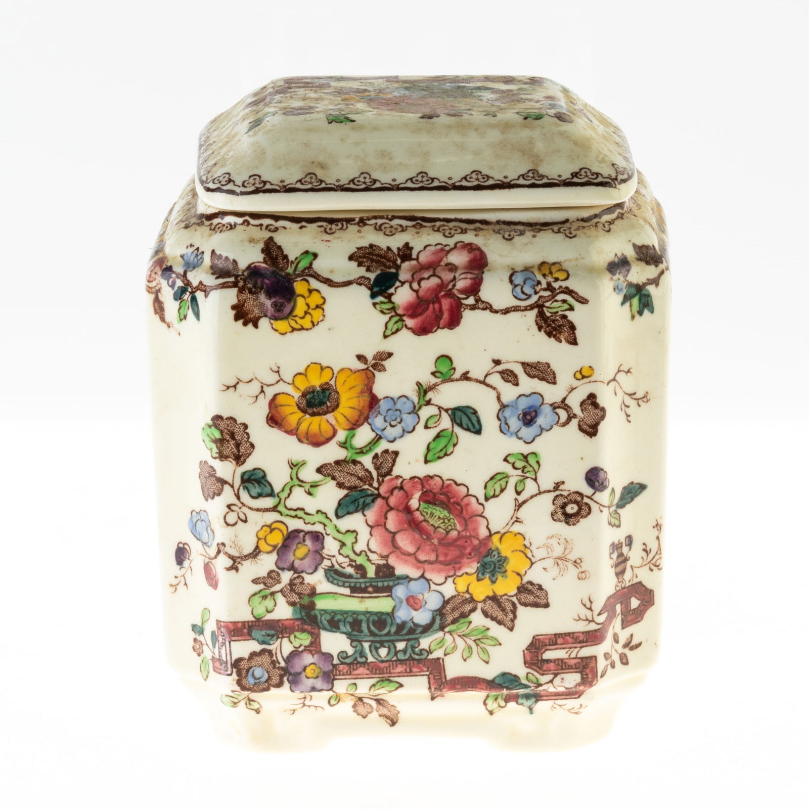 FORTNUM & MASONS TRANSFER PRINTED CHINESE BLOSSOMS TEA CADDY (1 of 4)