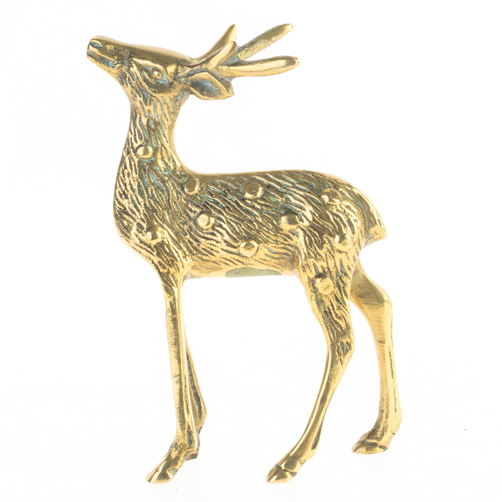ANTIQUE BRASS DEER STAG SCULPTURE: From a collection of Wedgwood and other selected ceramic/porcelain objects. Kindly examine all photographs provided in this listing or ask for a condition report. All items offered are in generally go