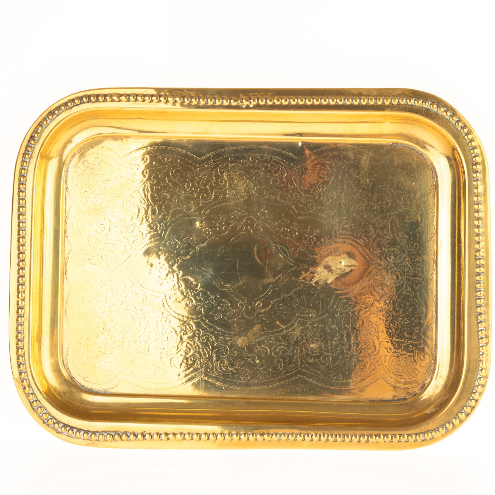 ANTIQUE CHASED BRASS TRAY 19TH CENTURY (1 of 3)