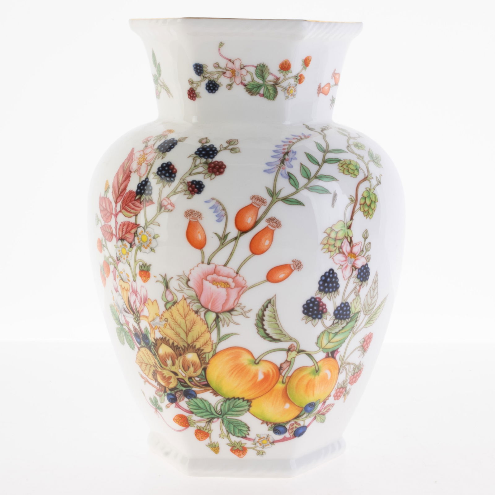 AYNSLEY PORCELAIN CERAMIC FRUITS BALUSTER VASE (1 of 3)