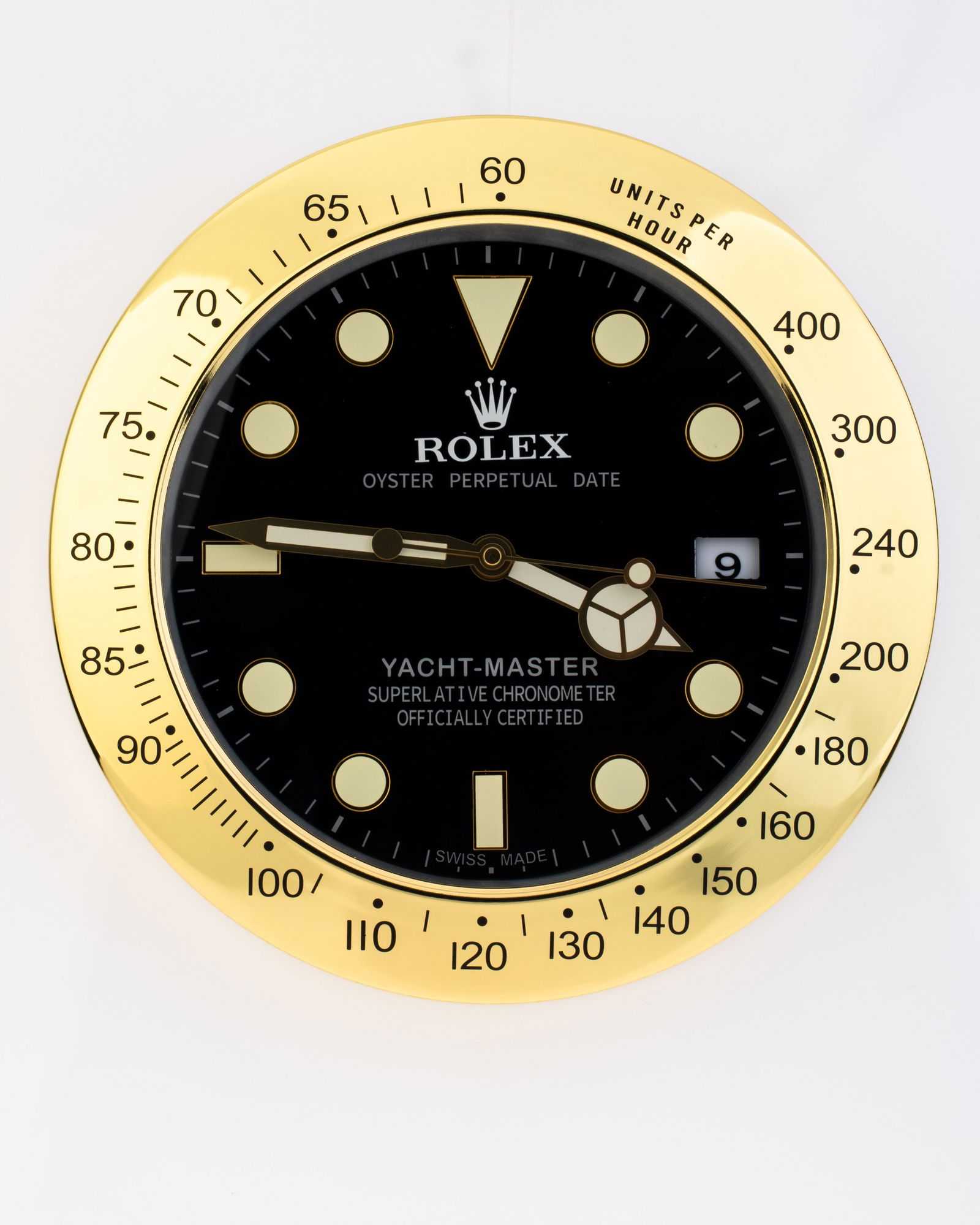 ROLEX GOLD & BLACK YACHT MASTER AUTHORISED WATCH DEALERSHIP CLOCK (1 of 1)