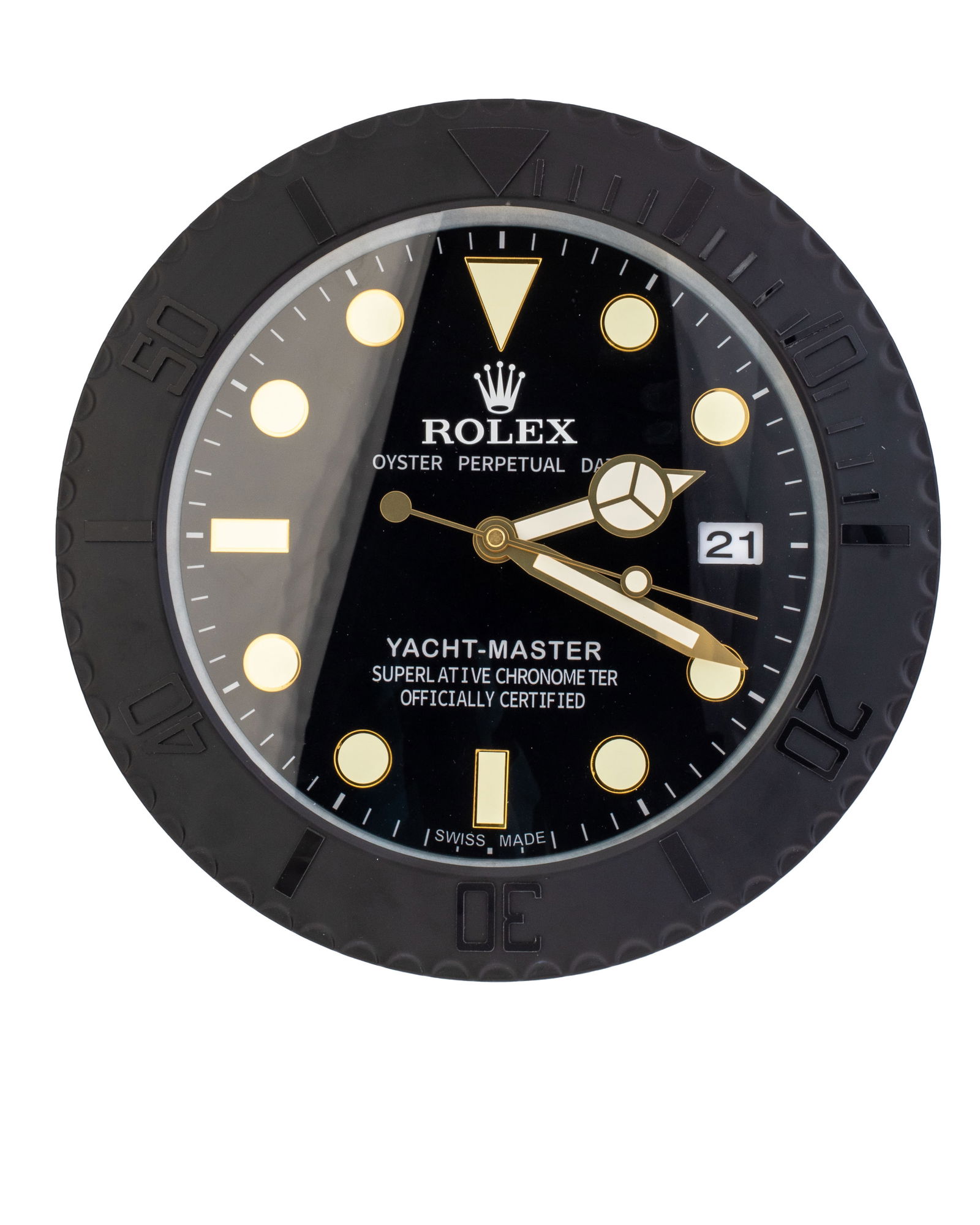 ROLEX BLACK & GOLD YACHT MASTER AUTHORISED WATCH DEALERSHIP CLOCK (1 of 1)