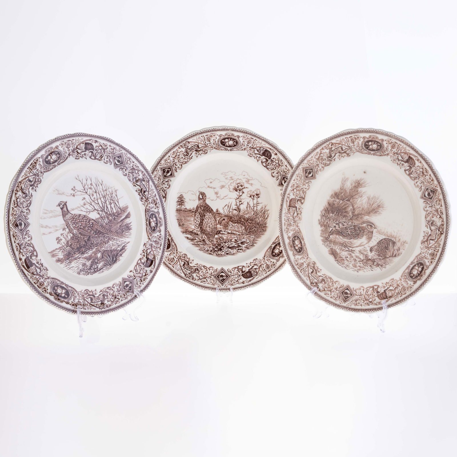THREE MASON'S IRONSTONE CERAMIC GAME HUNTING PLATES (1 of 1)