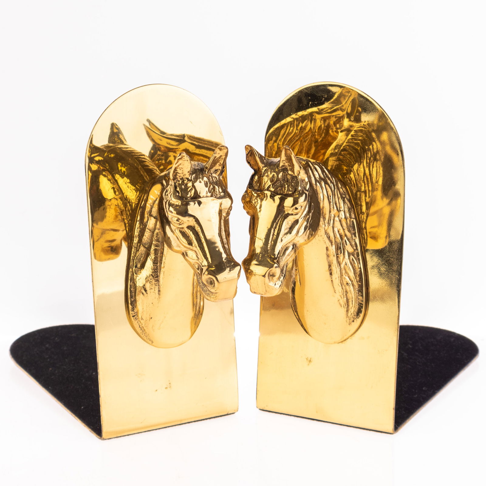 EQUESTRIAN HORSE BRASS BOOKENDS: Kindly examine all photographs provided in this listing or ask for a condition report. All items offered are in generally good, pre-owned condition, unless otherwise specifically described. The item i