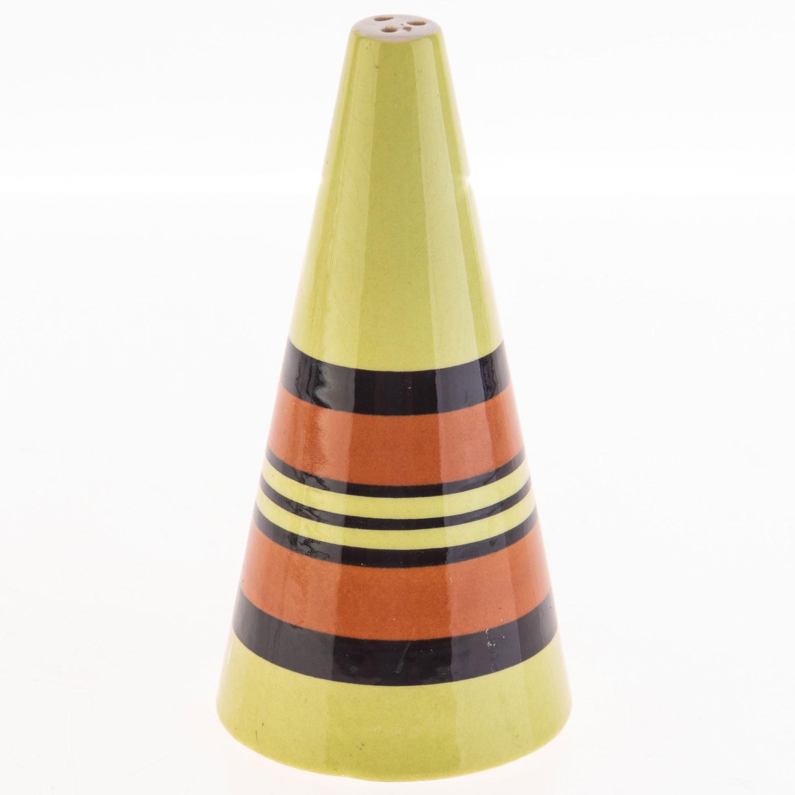 CLARICE CLIFF HAND PAINTED CONICAL CERAMIC POTTERY SHAKER (1 of 3)