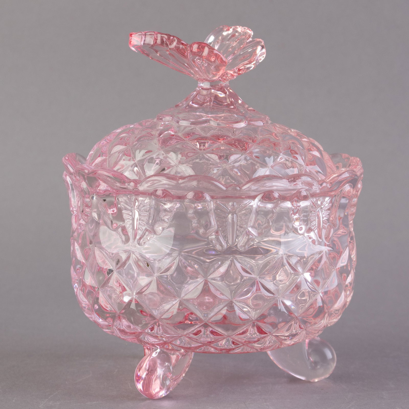 ANTIQUE ART NOUVEAU PINK GLASS CANDY DISH (1 of 4)
