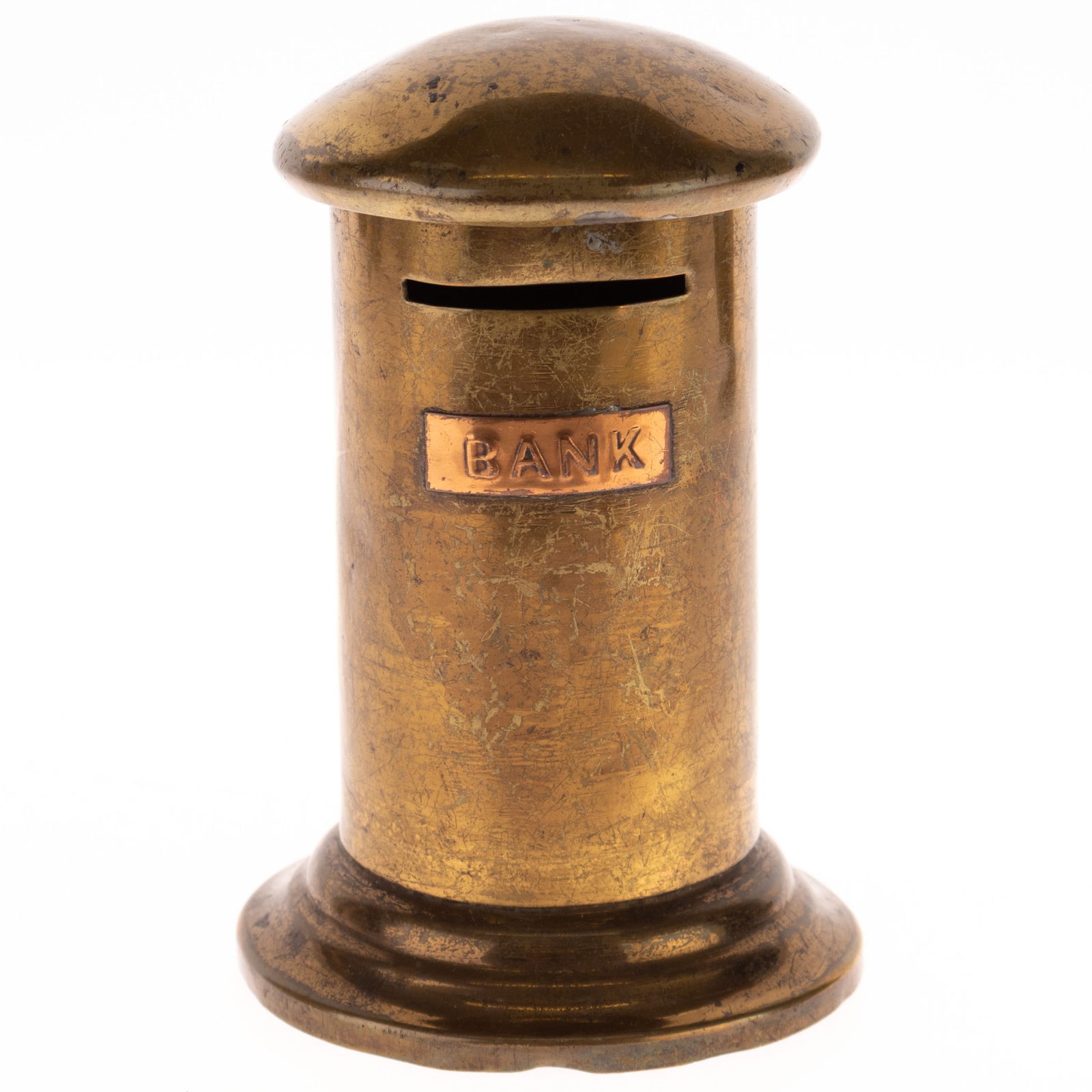 ANTIQUE BRASS ENGLISH POST BOX COIN BANK (1 of 3)