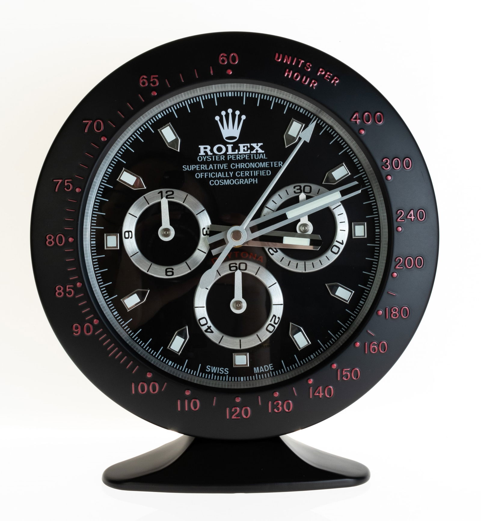 ROLEX BLACK & SILVER DAYTONA AUTHORISED WATCH DEALERSHIP DESKTOP CLOCK (1 of 1)