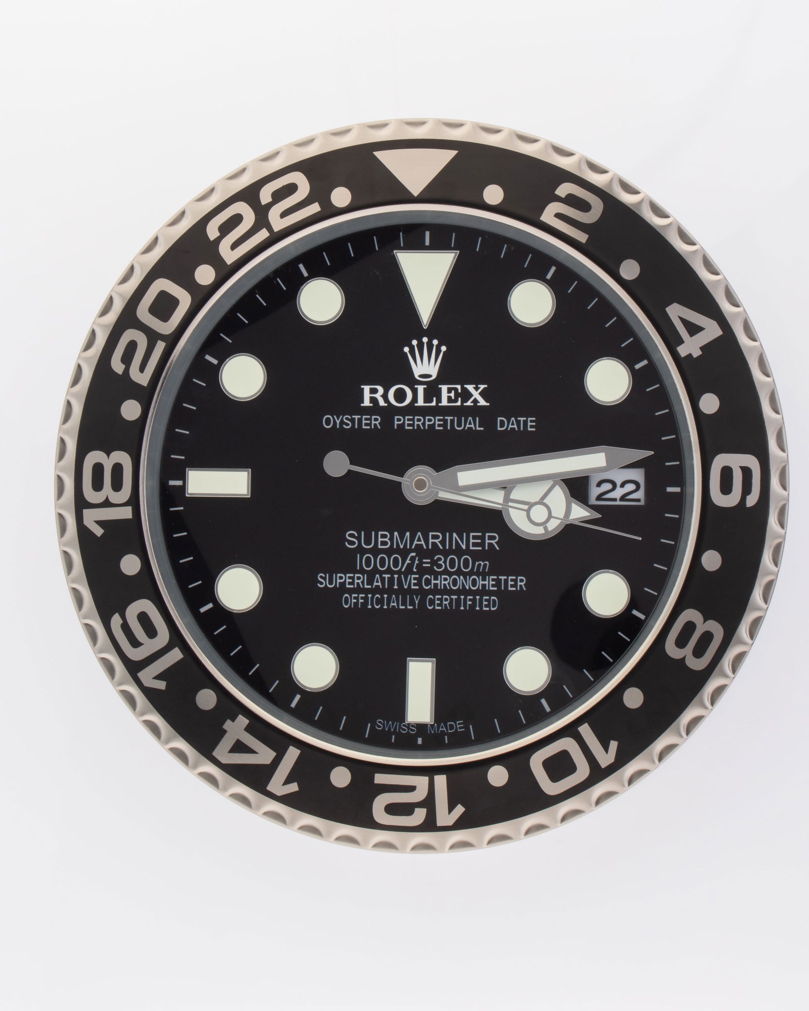 ROLEX SILVER & BLACK SUBMARINER AUTHORISED WATCH DEALERSHIP CLOCK (1 of 1)