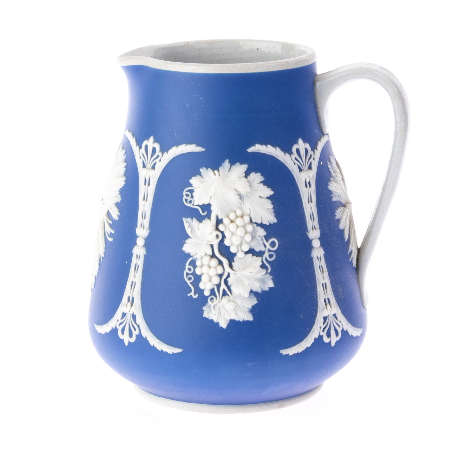 WEDGWOOD PORCELAIN CERAMIC JASPER CREAM JUG: (H) 15CM.From a collection of Wedgwood and other selected ceramic/porcelain objects. Kindly examine all photographs provided in this listing or ask for a condition report. All items offered are in gen