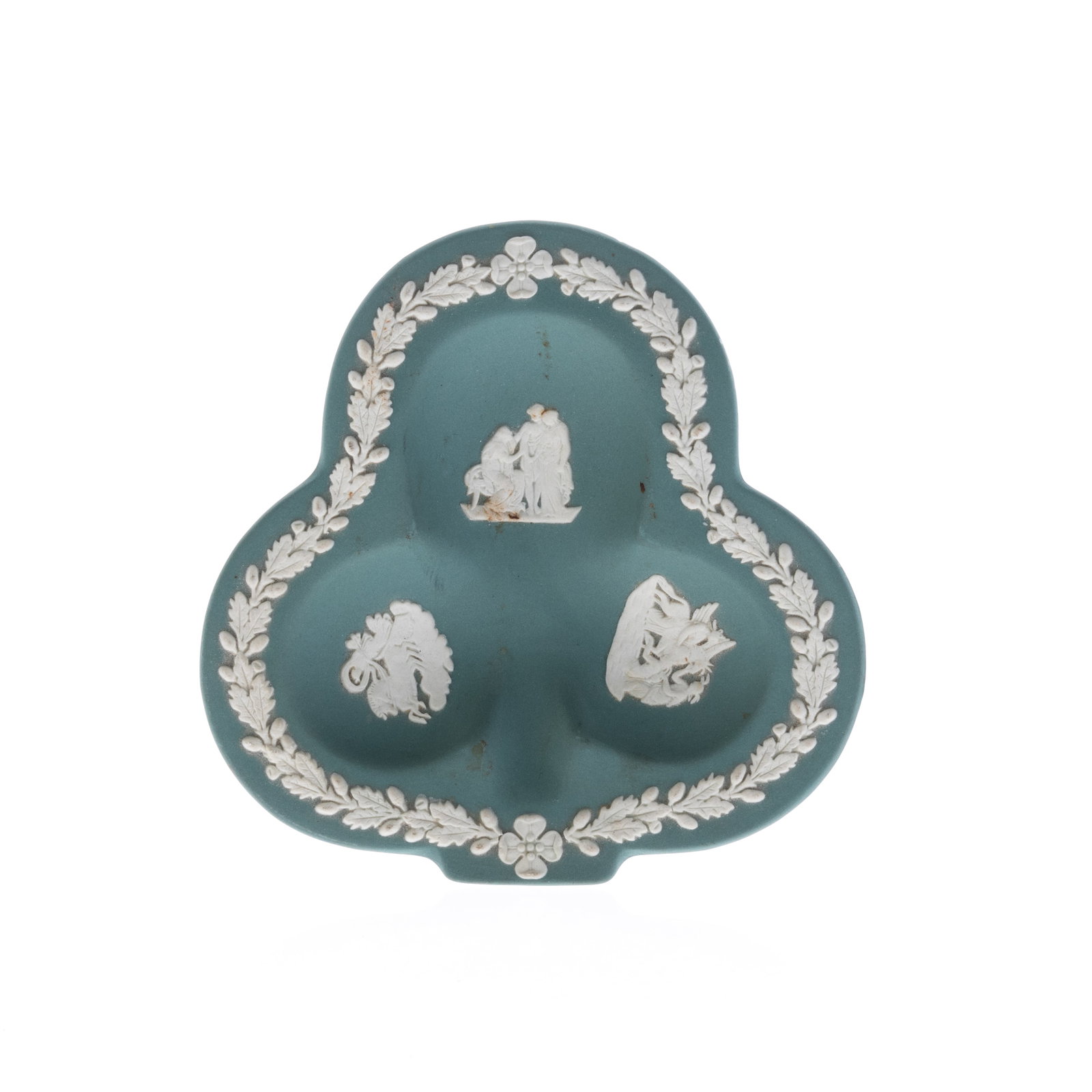 WEDGWOOD JASPER CERAMIC PORCELAIN TRAY: (L) 11.5CM.From a collection of Wedgwood and other selected ceramic/porcelain objects. Kindly examine all photographs provided in this listing or ask for a condition report. All items offered are in g