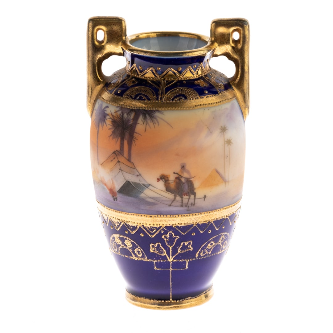 NORITAKE ORIENTAL GILT PORCELAIN ART DECO VASE (1 of 3)