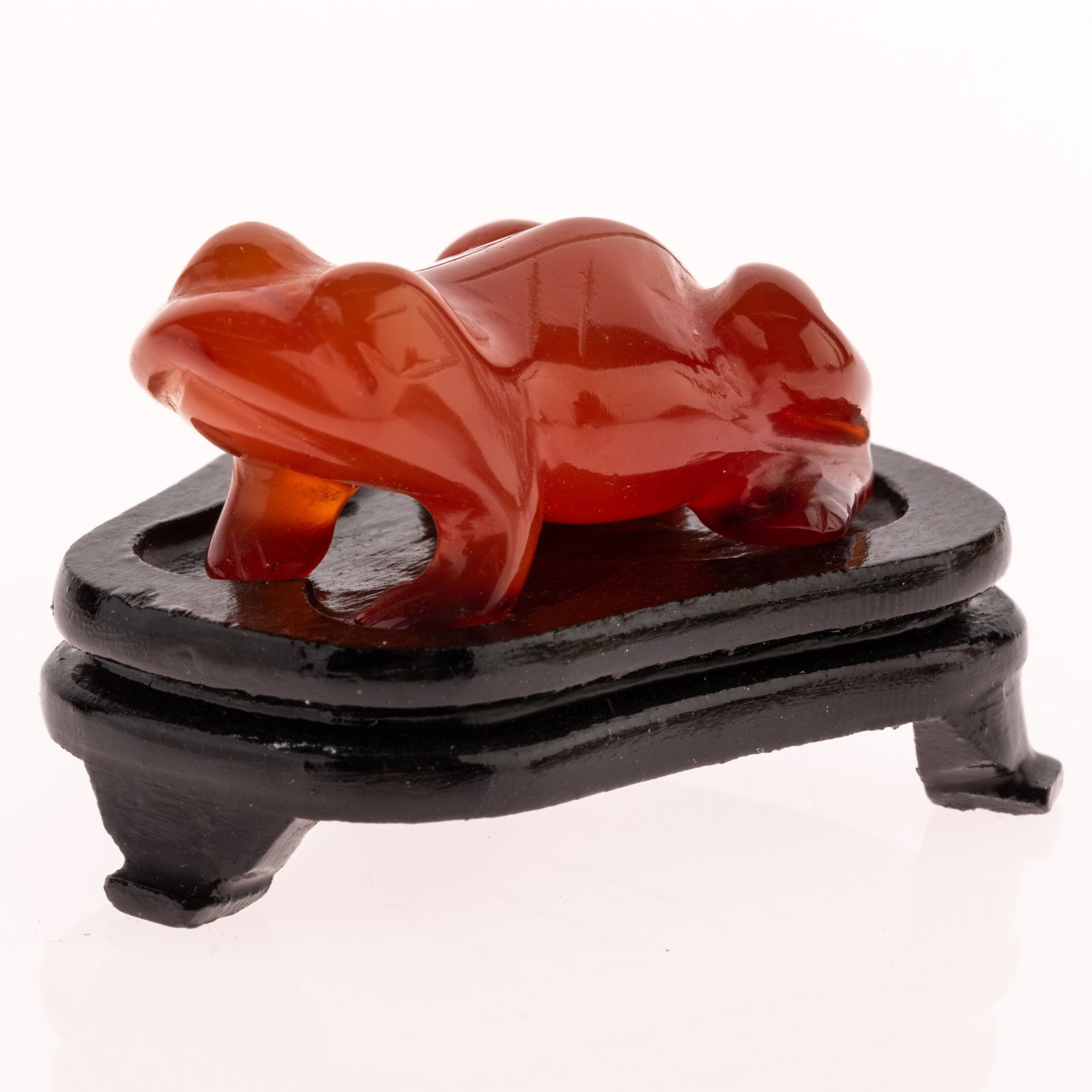 CHINESE JADE FROG FIGURE ON STAND: From a collection of Wedgwood and other selected ceramic/porcelain objects. Kindly examine all photographs provided in this listing or ask for a condition report. All items offered are in generally go