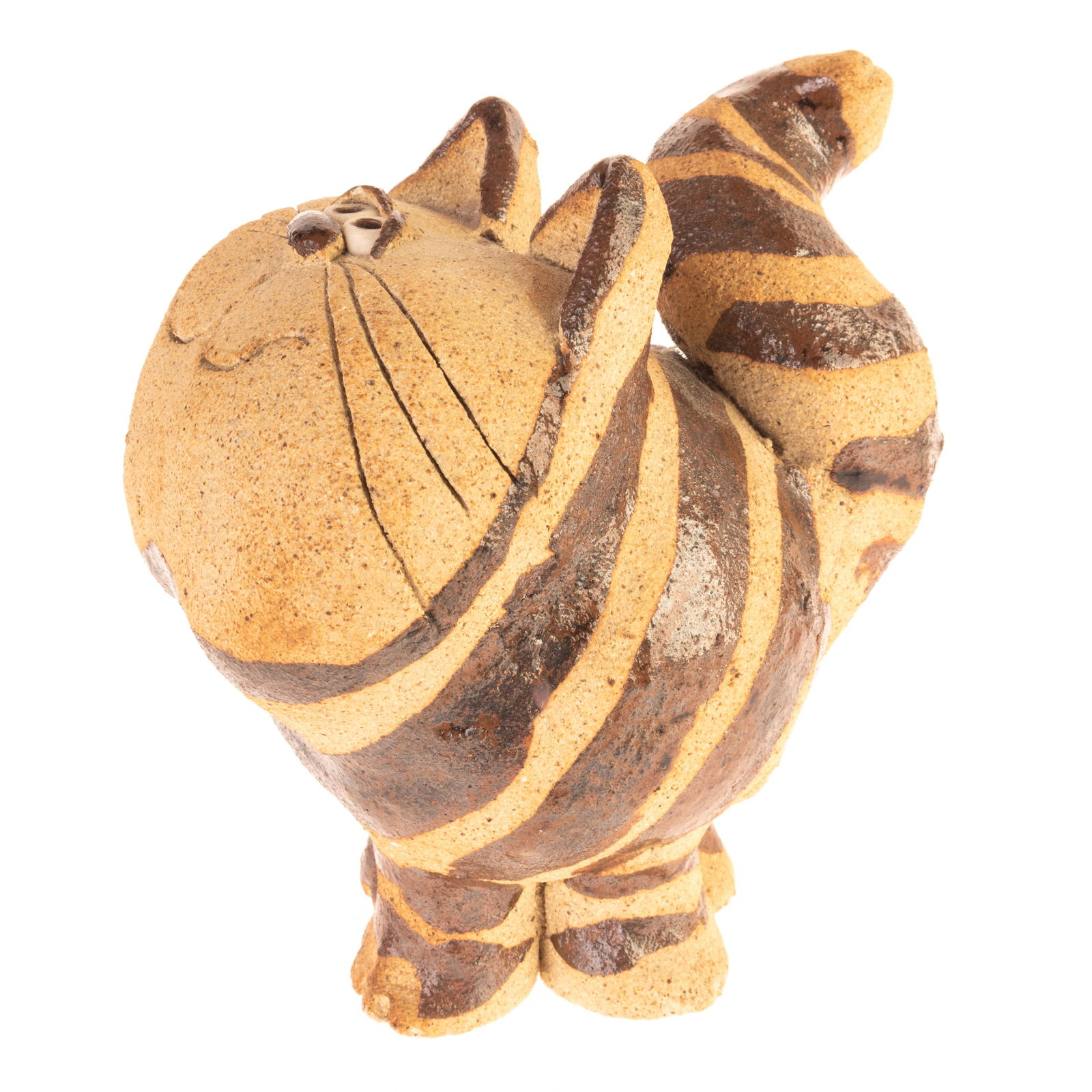 STUDIO POTTERY FAT CAT CERAMIC FIGURE (1 of 3)