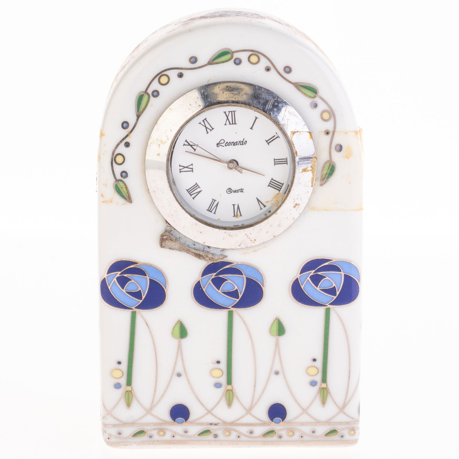 MANNER OF RENNIE MACKINTOSH ART NOUVEAU PORCELAIN DESK CLOCK (1 of 4)