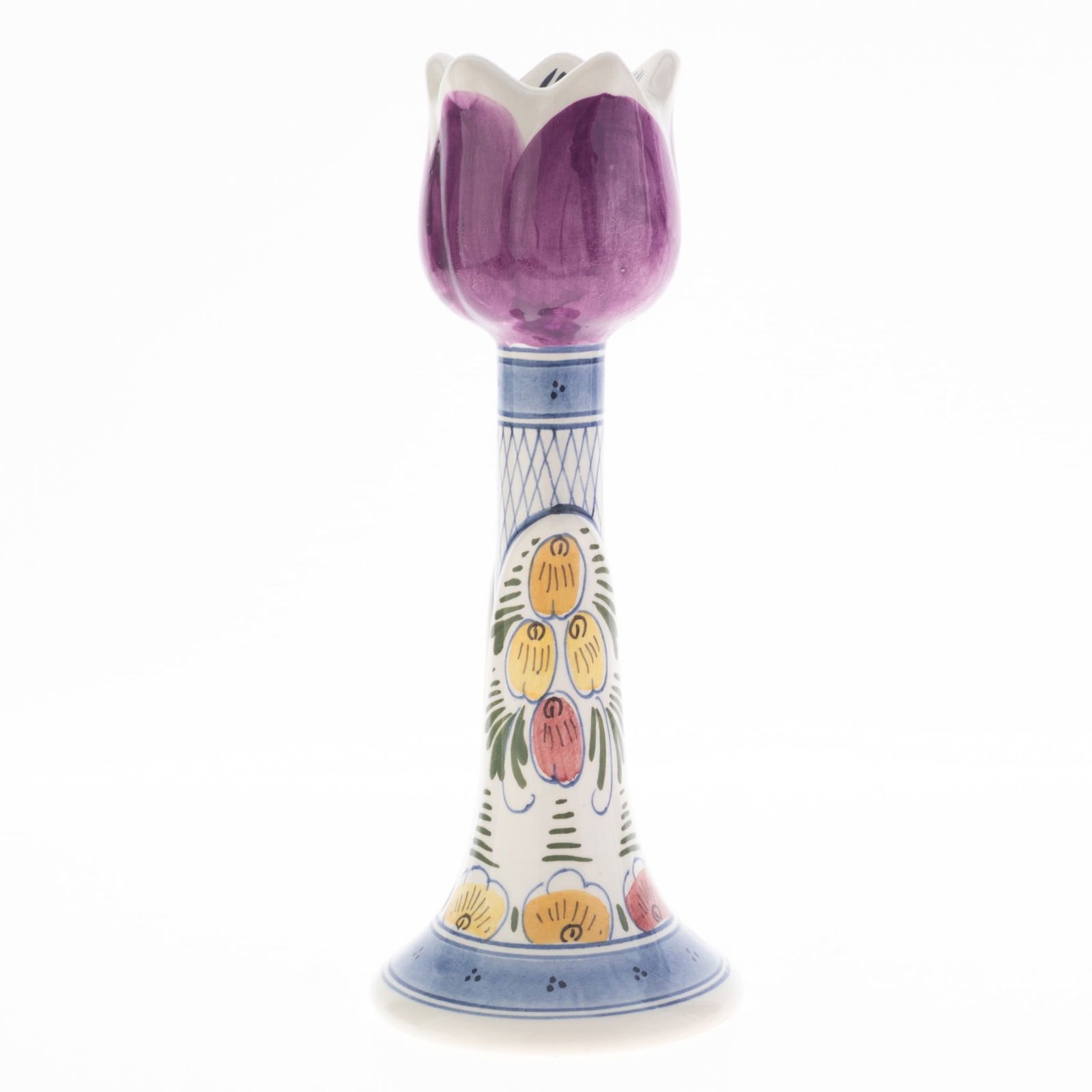 DELFT POLYCHROME CERAMIC TULIP CANDLE HOLDER (1 of 3)