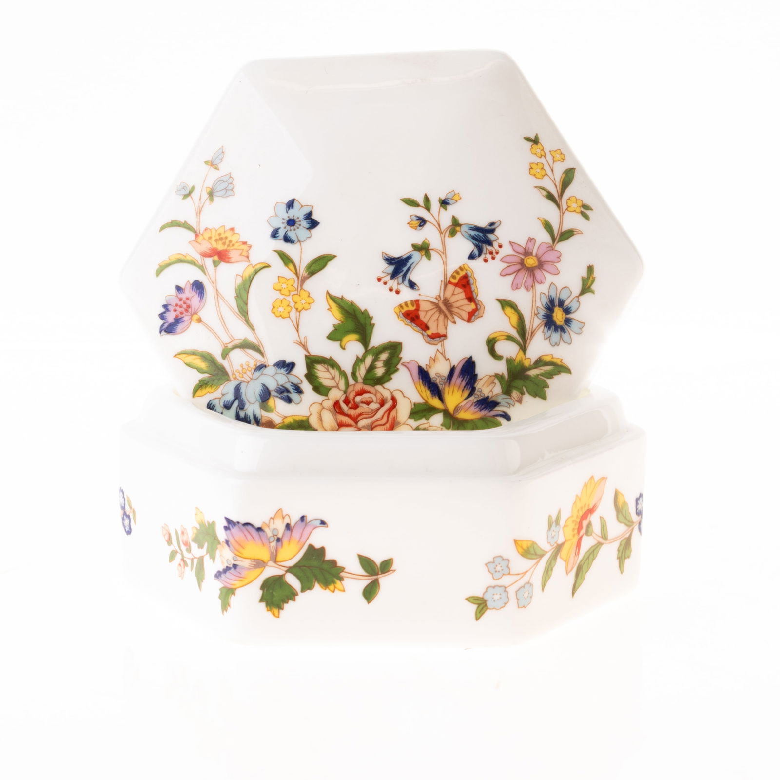 AYNSLEY FLORAL PORCELAIN CERAMIC LIDDED TRINKET BOX (1 of 4)