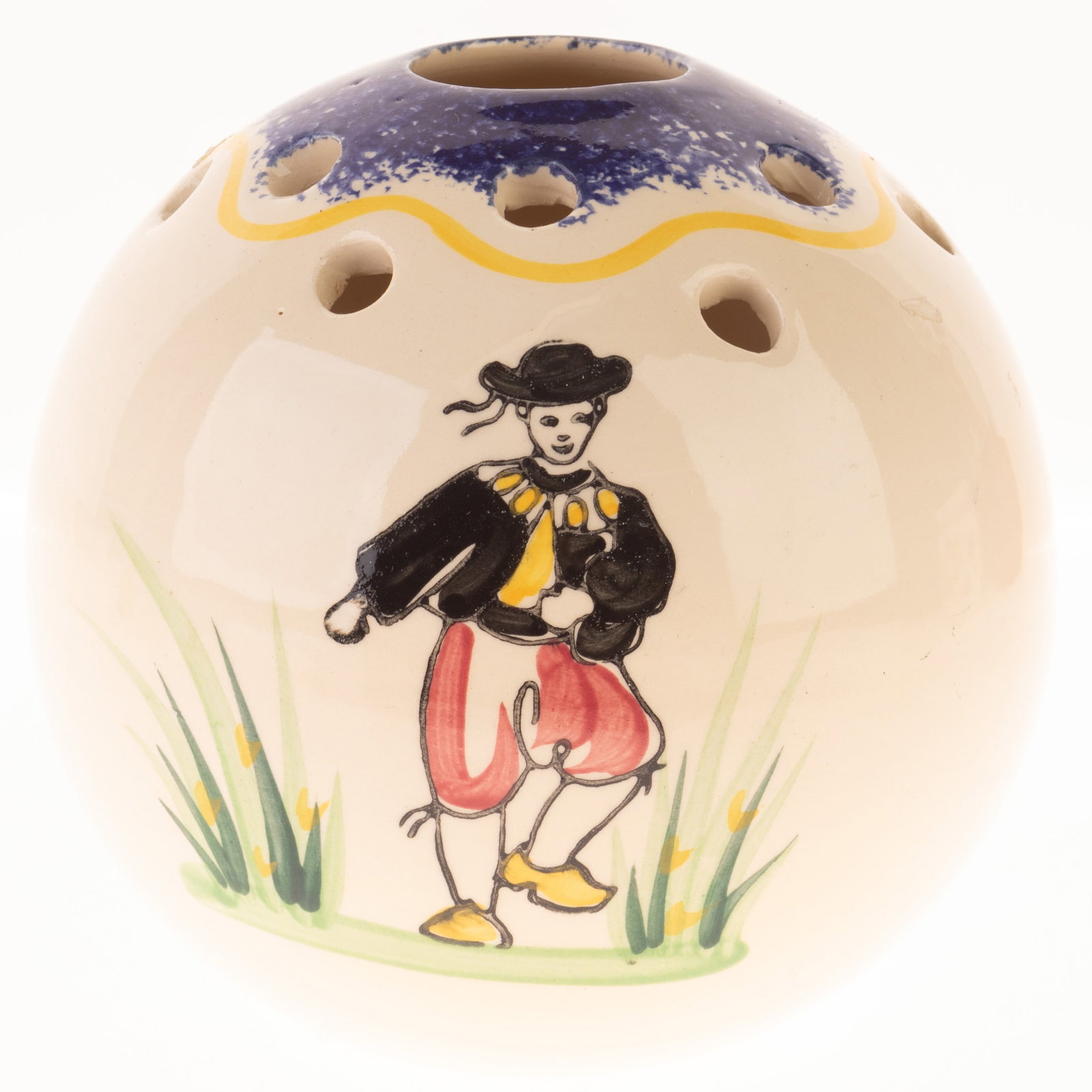 FRENCH HAND PAINTED MAJOLICA QUIMPER POTTERY CERAMIC VASE (1 of 2)