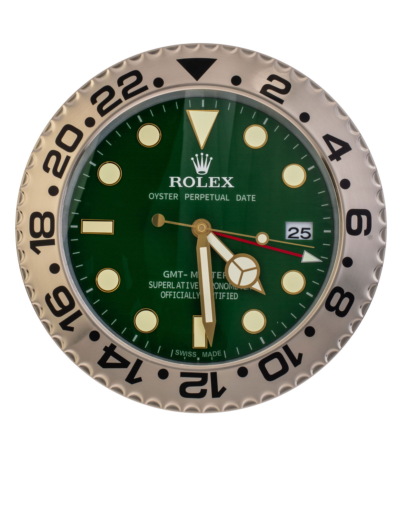 ROLEX SILVER, BLACK & GREEN GMT MASTER AUTHORISED WATCH DEALERSHIP CLOCK (1 of 1)